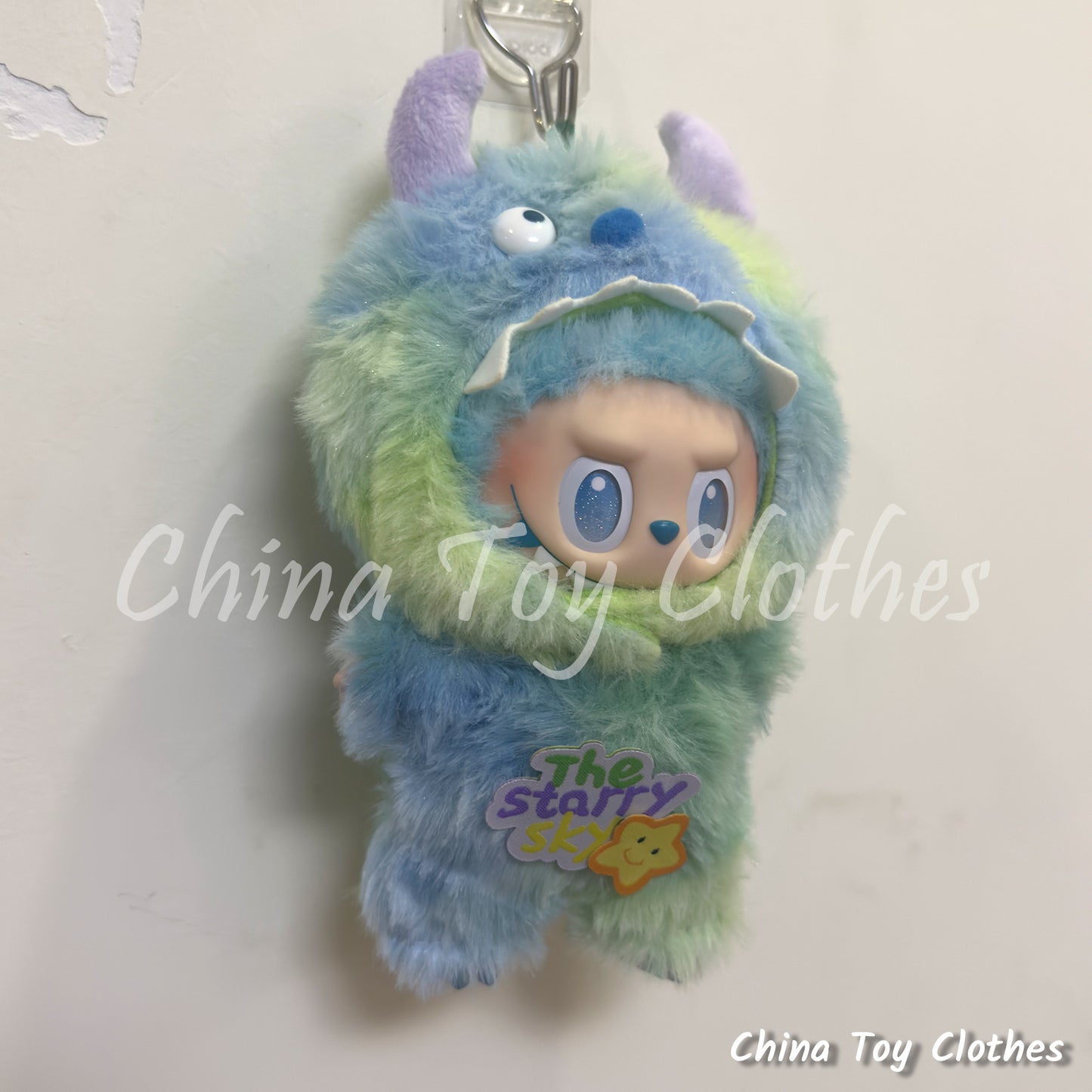 LABUBU 17cm 7inch The Monsters Plush Doll Clothes Handmade Blue Monster Outfit NO TOY
