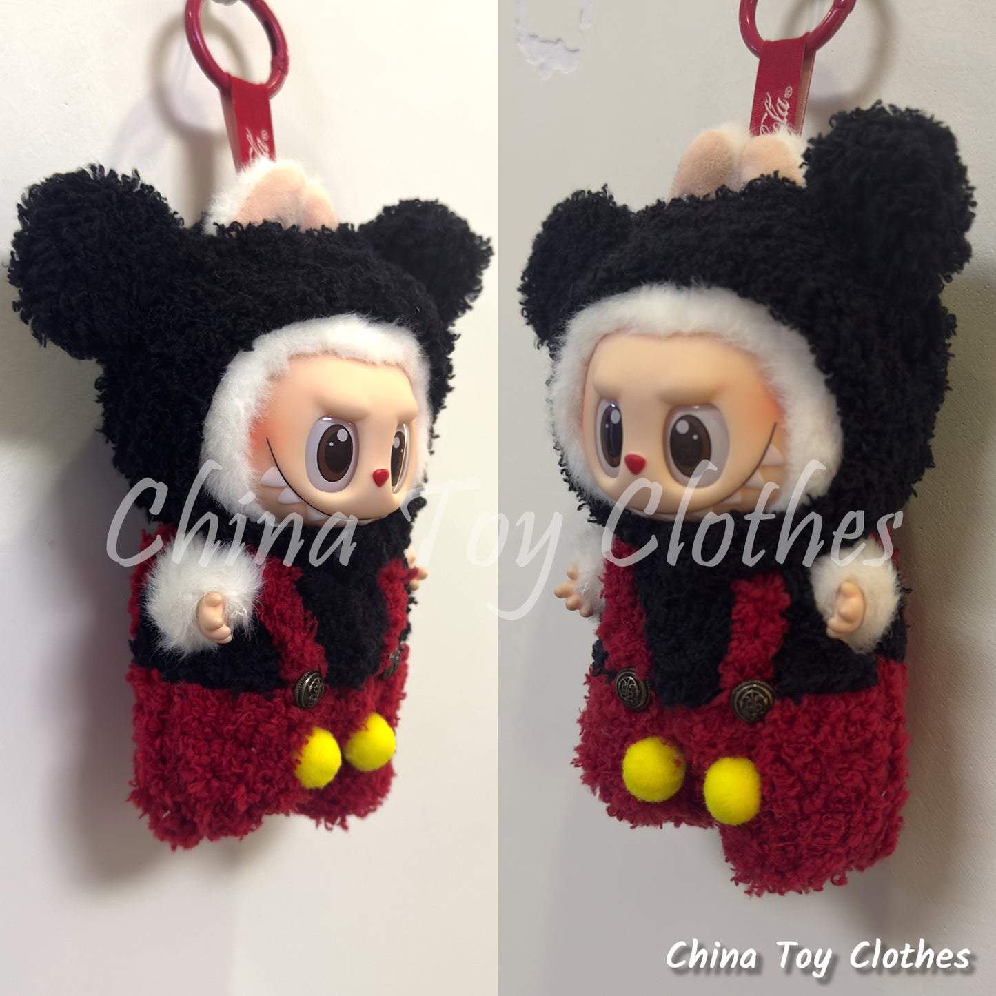 LABUBU 17cm 7inch The Monsters Plush Doll Clothes Handmade Mickey Mouse Outfit NO TOY