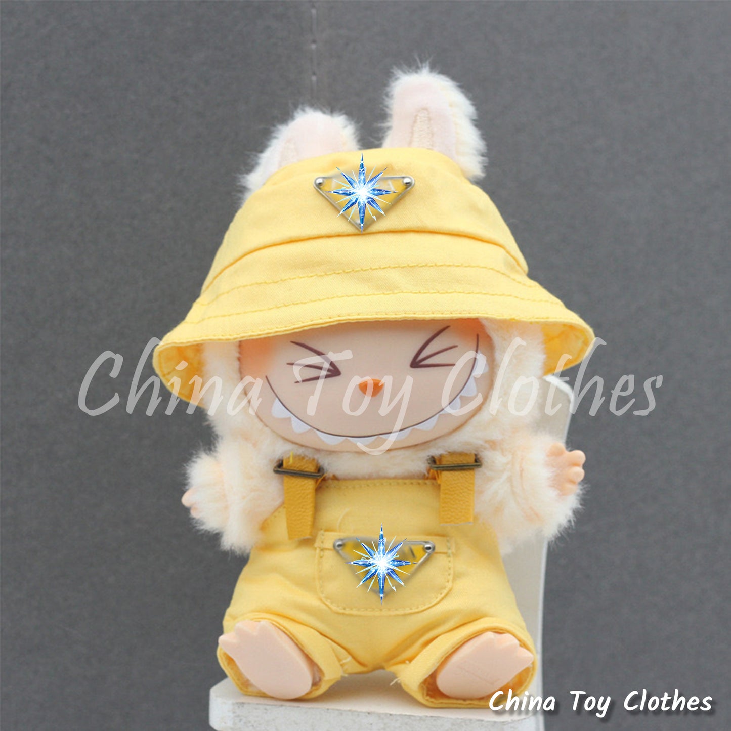 LABUBU 17cm The Monsters Plush Doll Clothes Lovely Leisure "Rich Doll" Overall Suit NO TOY