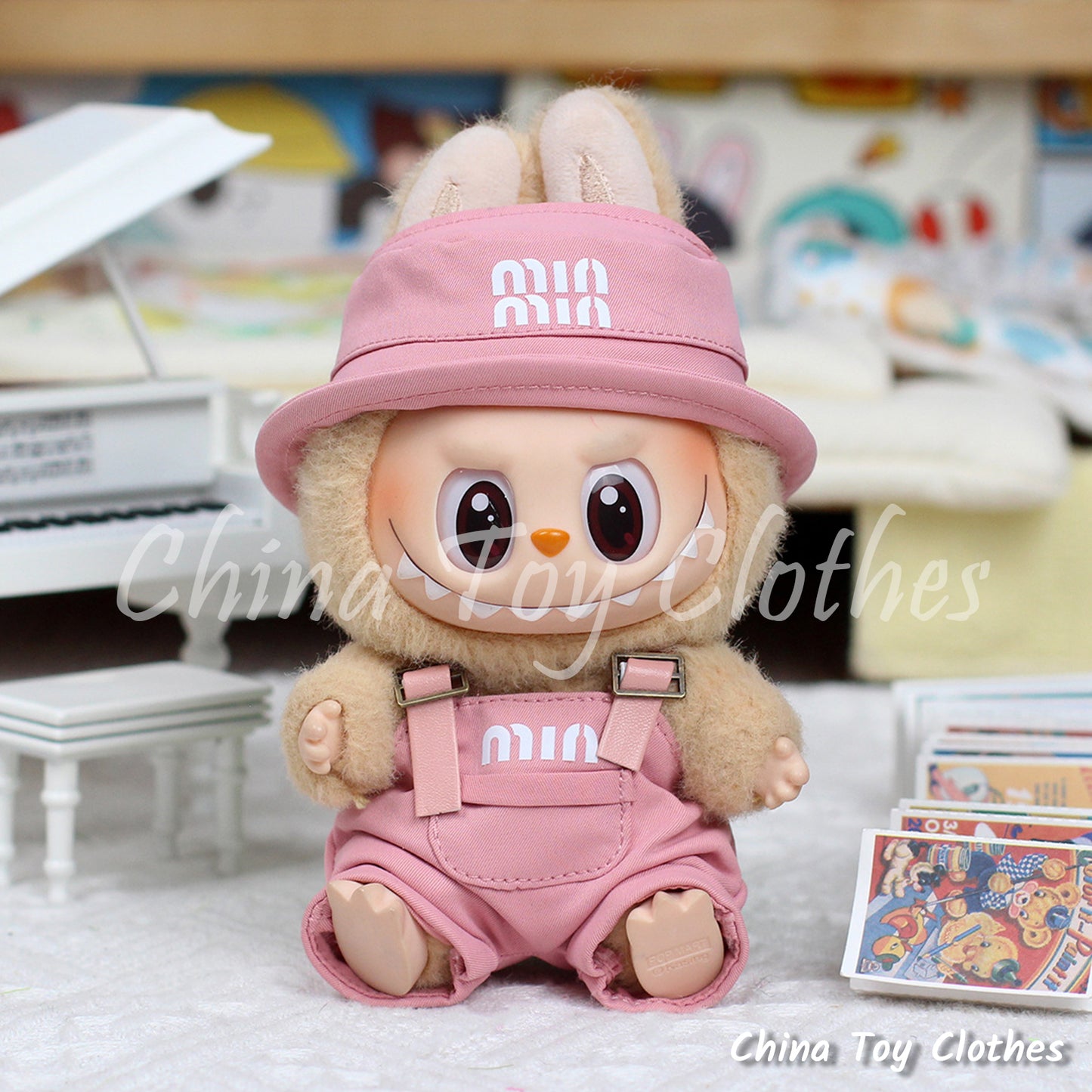 LABUBU 17cm The Monsters Plush Doll Handmade Clothes Elegant MINMIN Fashion Outfit Headphones NO TOY