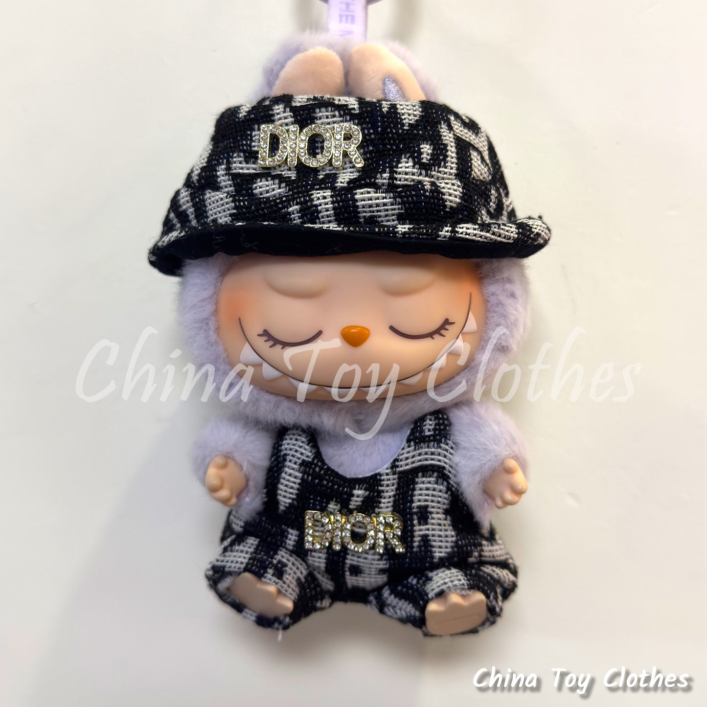 LABUBU 17cm The Monsters Plush Doll Clothes Elegant DD Bucket Hat and Jumpsuit NO TOY