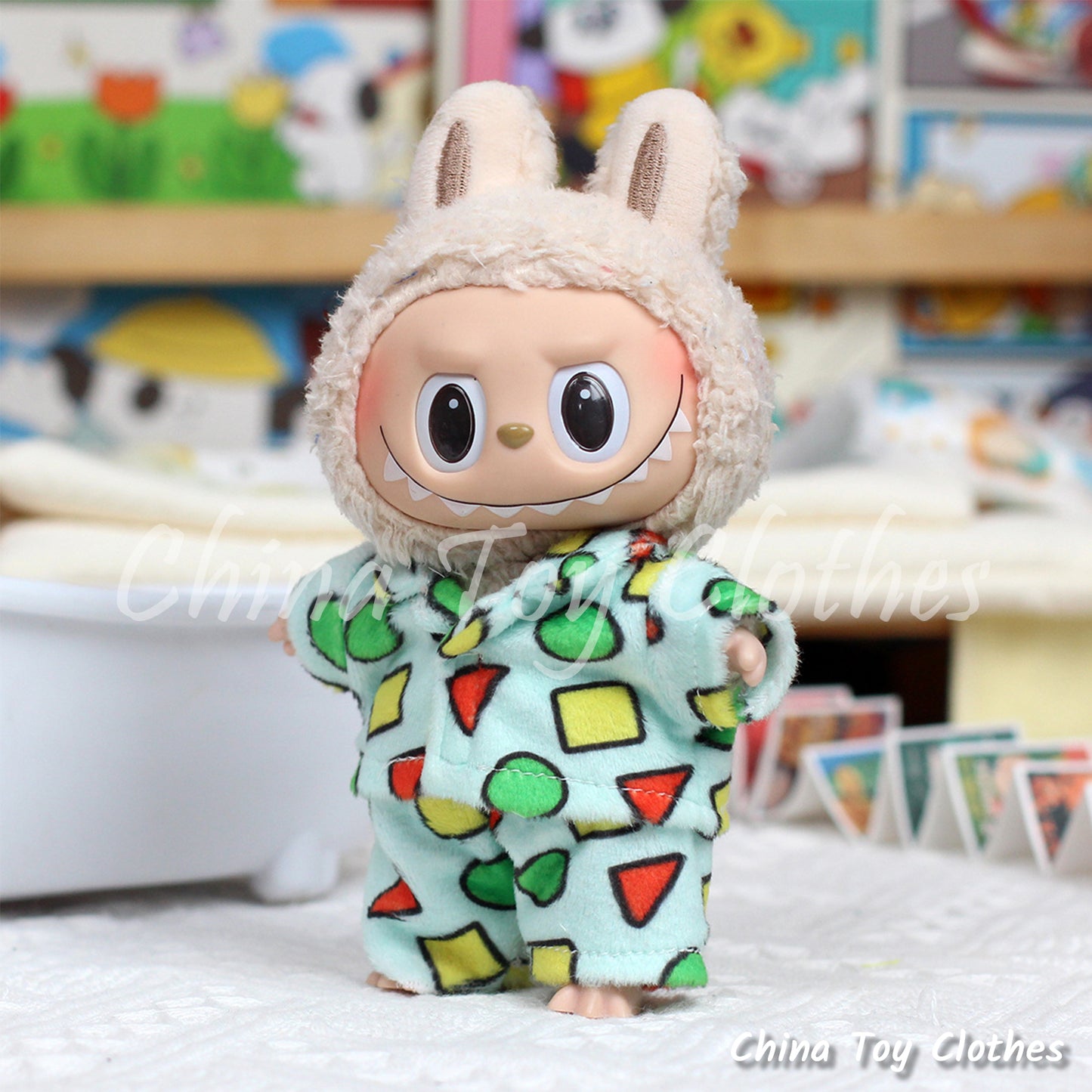LABUBU 17cm The Monsters Plush Doll Accessories Lovely Sleeping Bed and Pajamas NO TOY