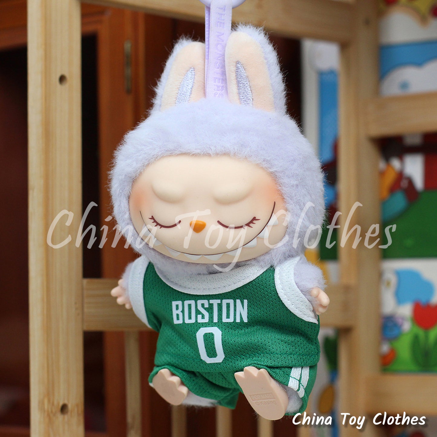 LABUBU 17cm 7inches The Monsters Plush Doll Clothes Boston 0 Basketball Sportsware Jersey O TOY