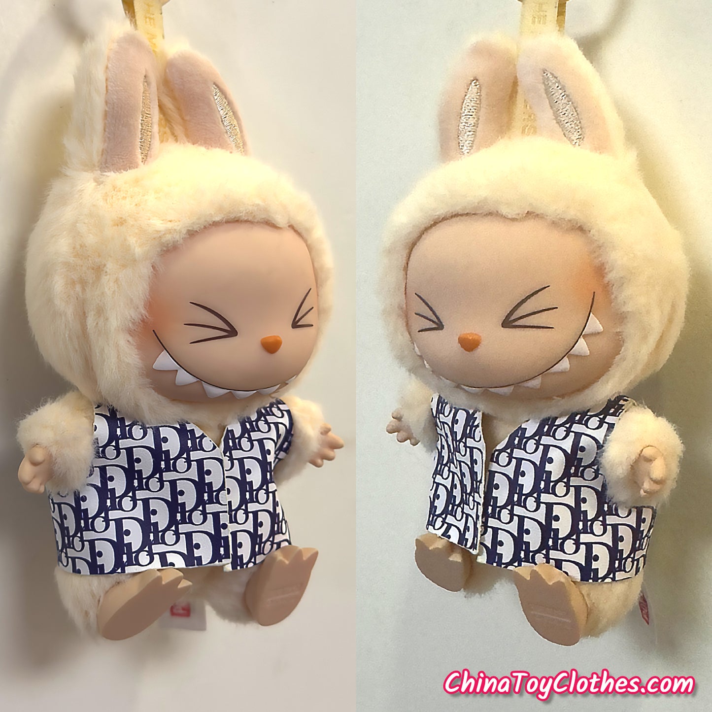 LABUBU 17cm The Monsters Plush Doll Replacing Clothes Handmade Navy Blue DD Waistcoat  NO TOY