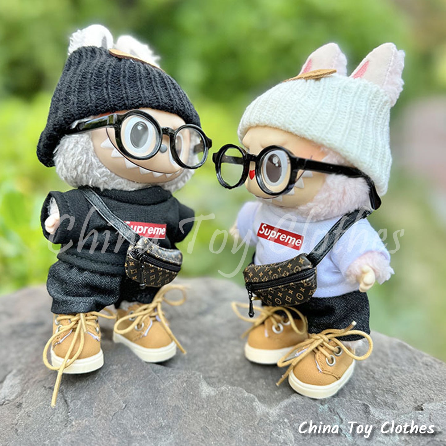 LABUBU 17cm 怪獸毛絨公仔衣帥哥漫畫風格 4 件套無玩具