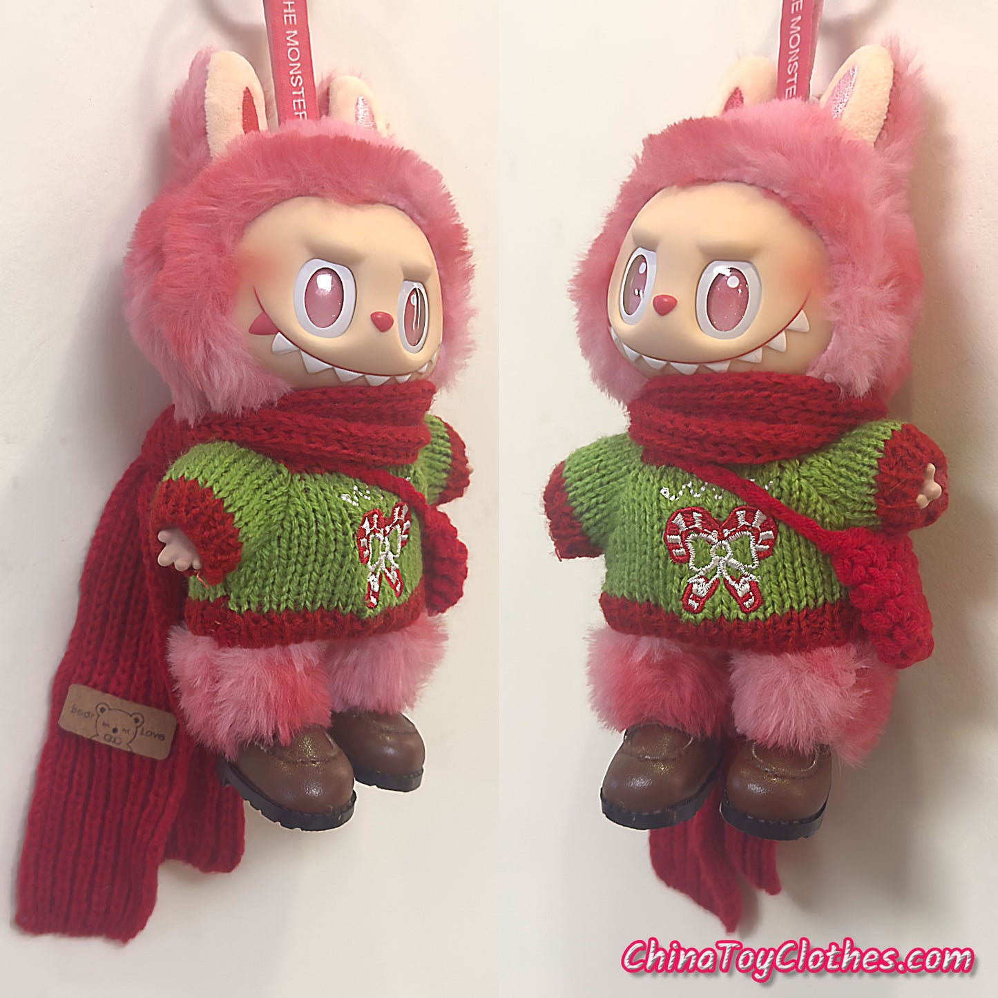 LABUBU 17 公分怪獸毛絨娃娃衣服富婆女孩 GG 套裝無玩具
