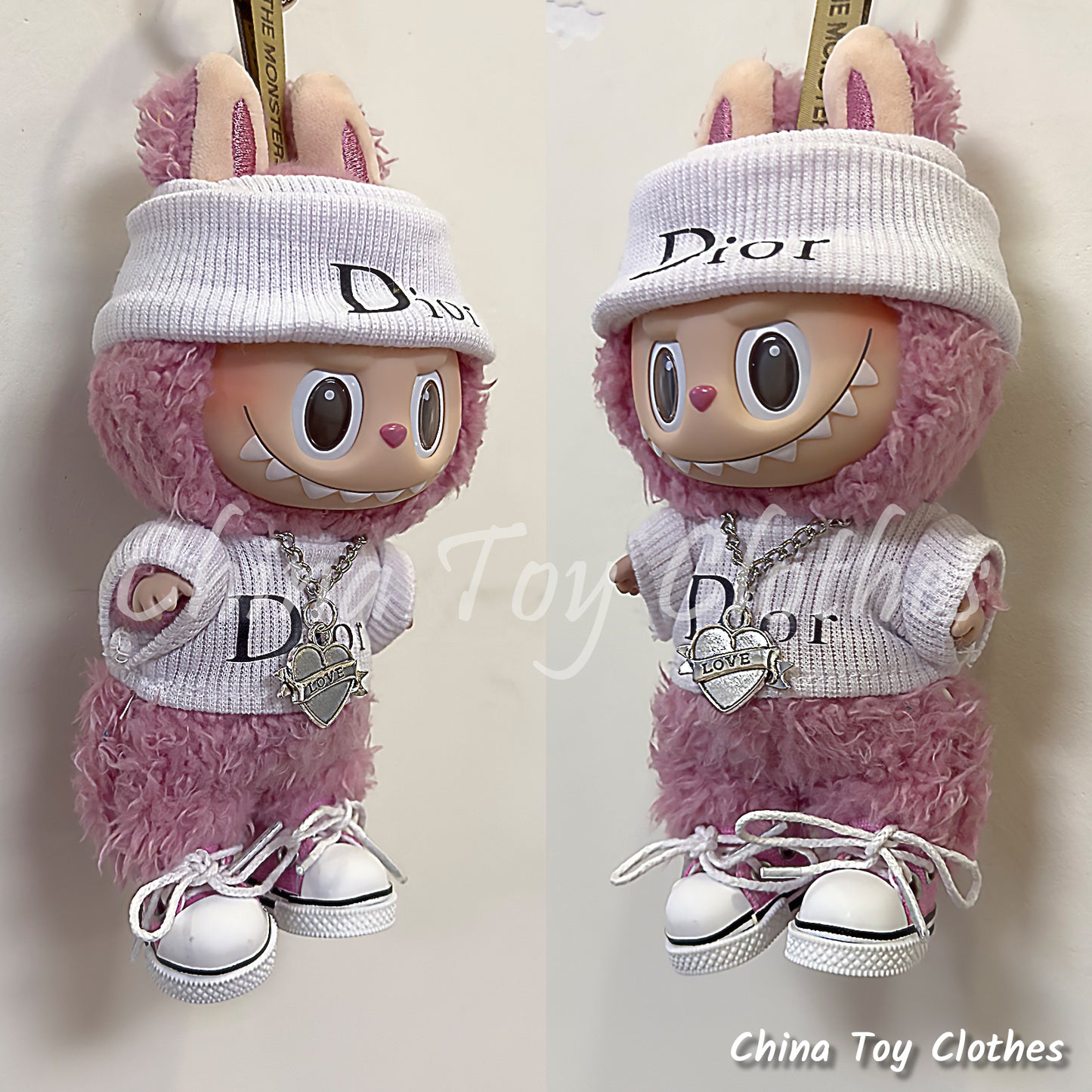 LABUBU 17cm Les Monstres Peluche Poupée Vêtements Rich Guy Femme Fille GG Costume PAS DE JOUET
