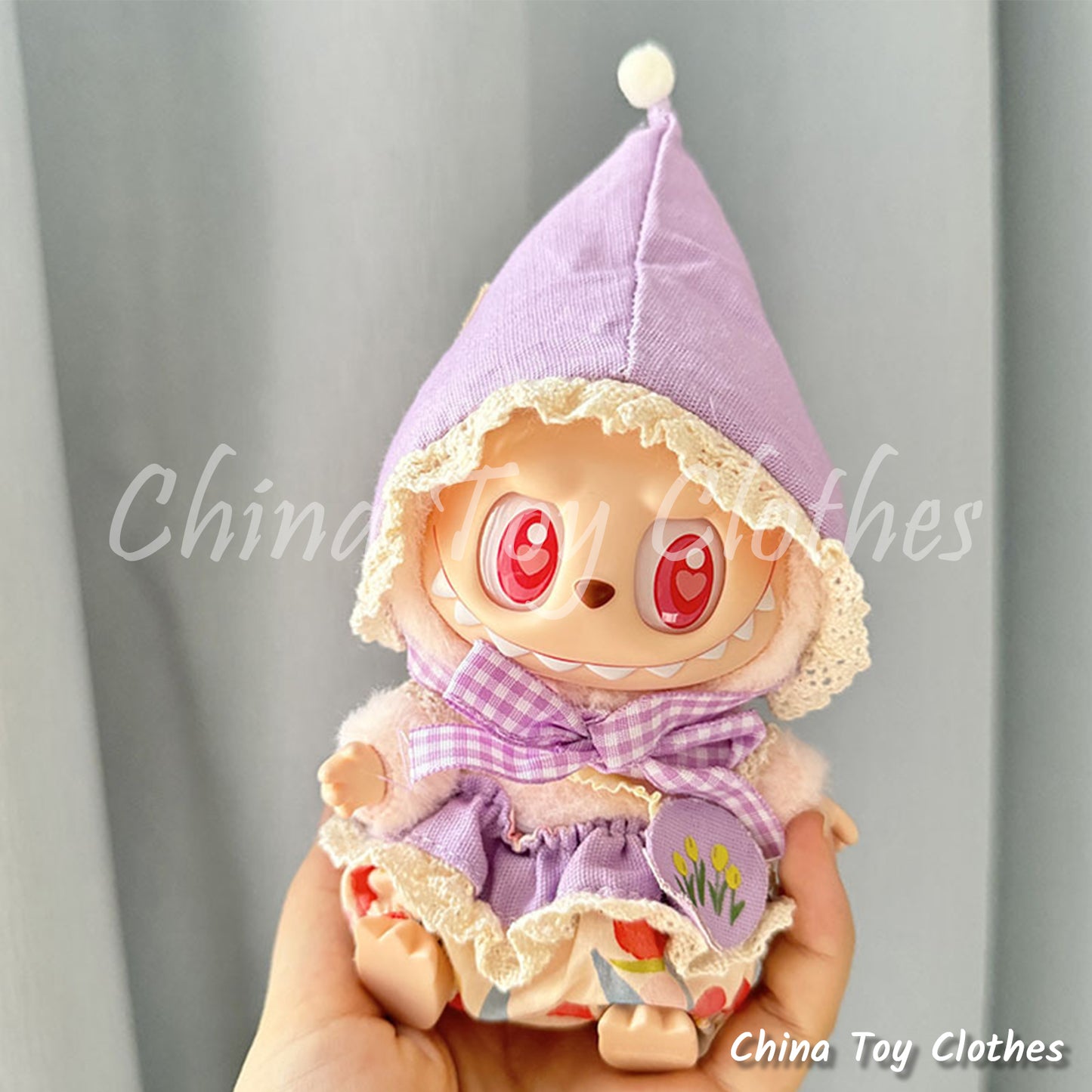 LABUBU 17cm The Monsters Plush Doll Clothes Lovely Witch Girl Suit NO TOY