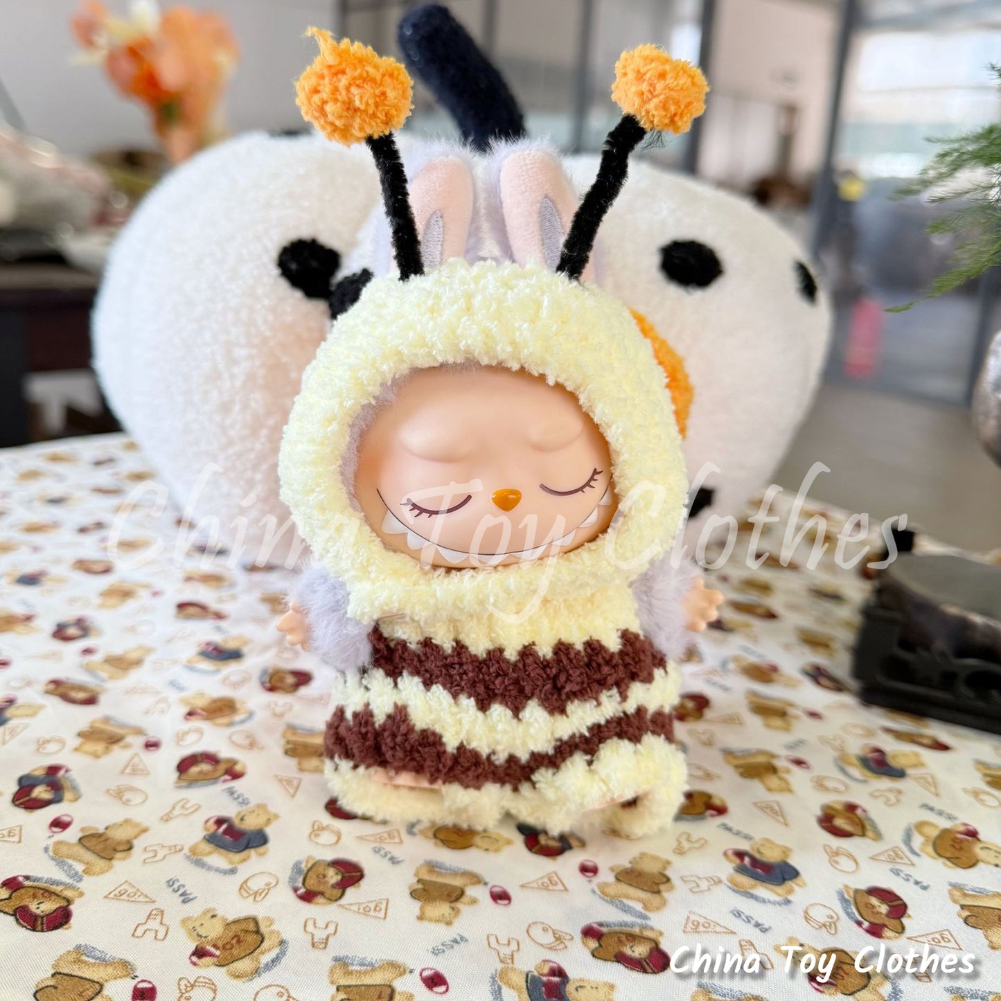 LABUBU 17cm The Monsters Plush Doll Clothes Adorable Handmade Little Honey Bee Outfit NO TOY