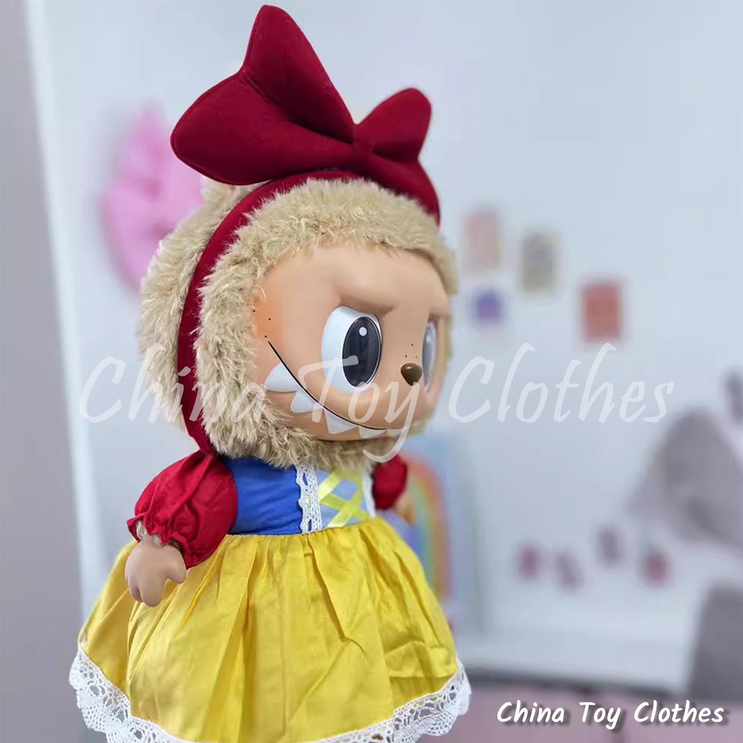 LABUBU 38cm 15inch The Monsters Plush Doll Clothes Handmade Snow White Outfit NO TOY