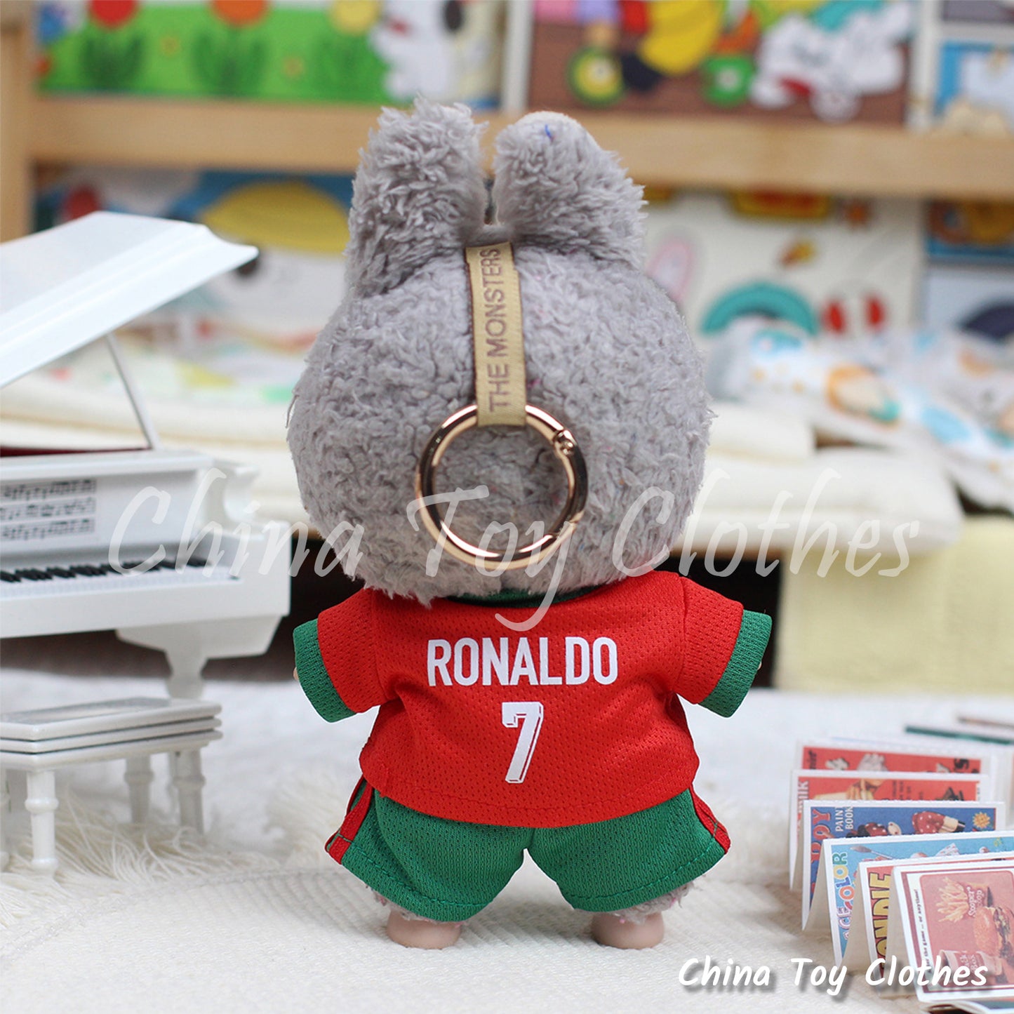 LABUBU 17cm 7" The Monsters Plush Doll Clothes Portugal No. 7 Soccer Football Sportswear Jersey NO TOY