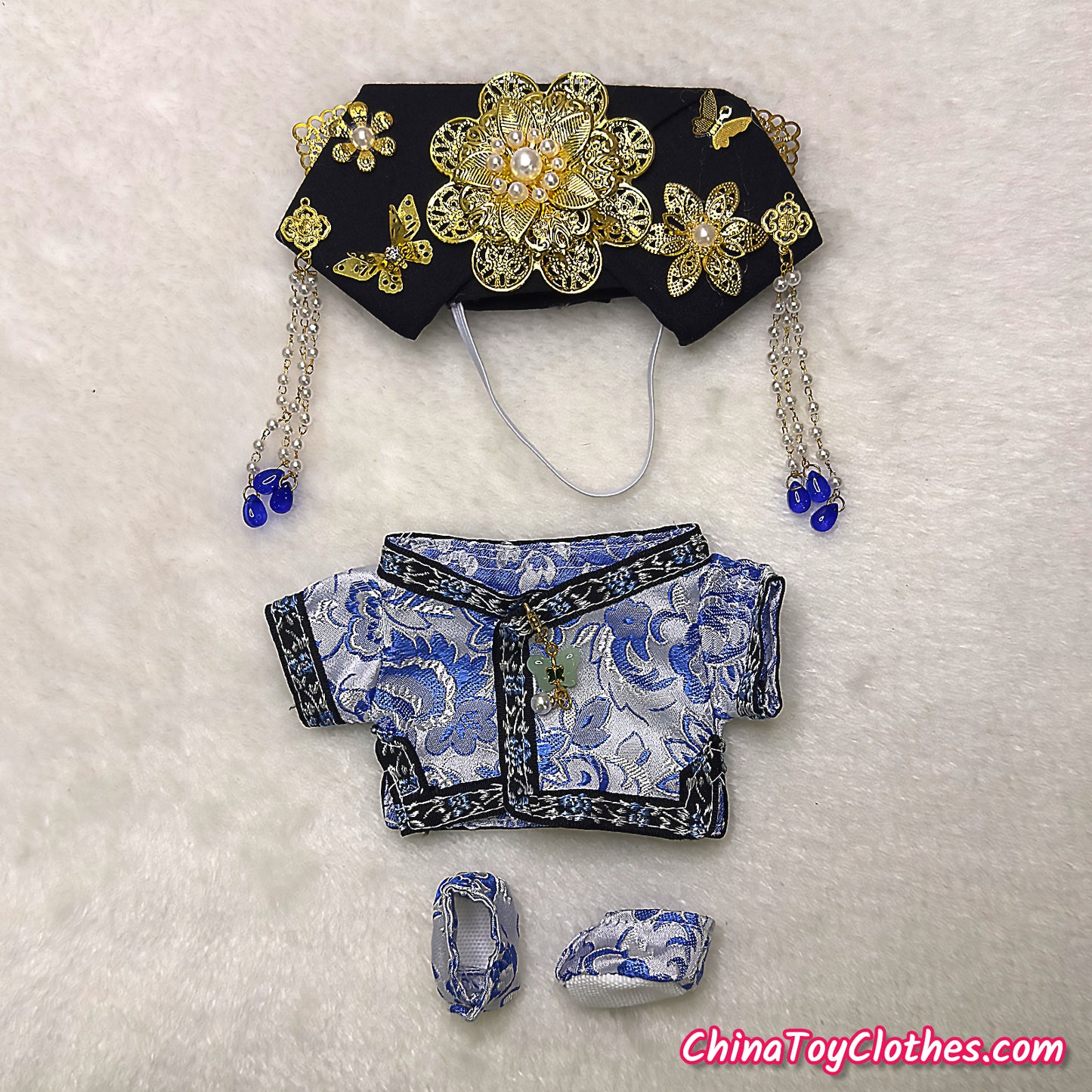 LABUBU 17cm The Monsters Plush Doll Handmade Clothes china Blue Traditional Qing Dynasty Princess Outfit NO TOY (Copy)