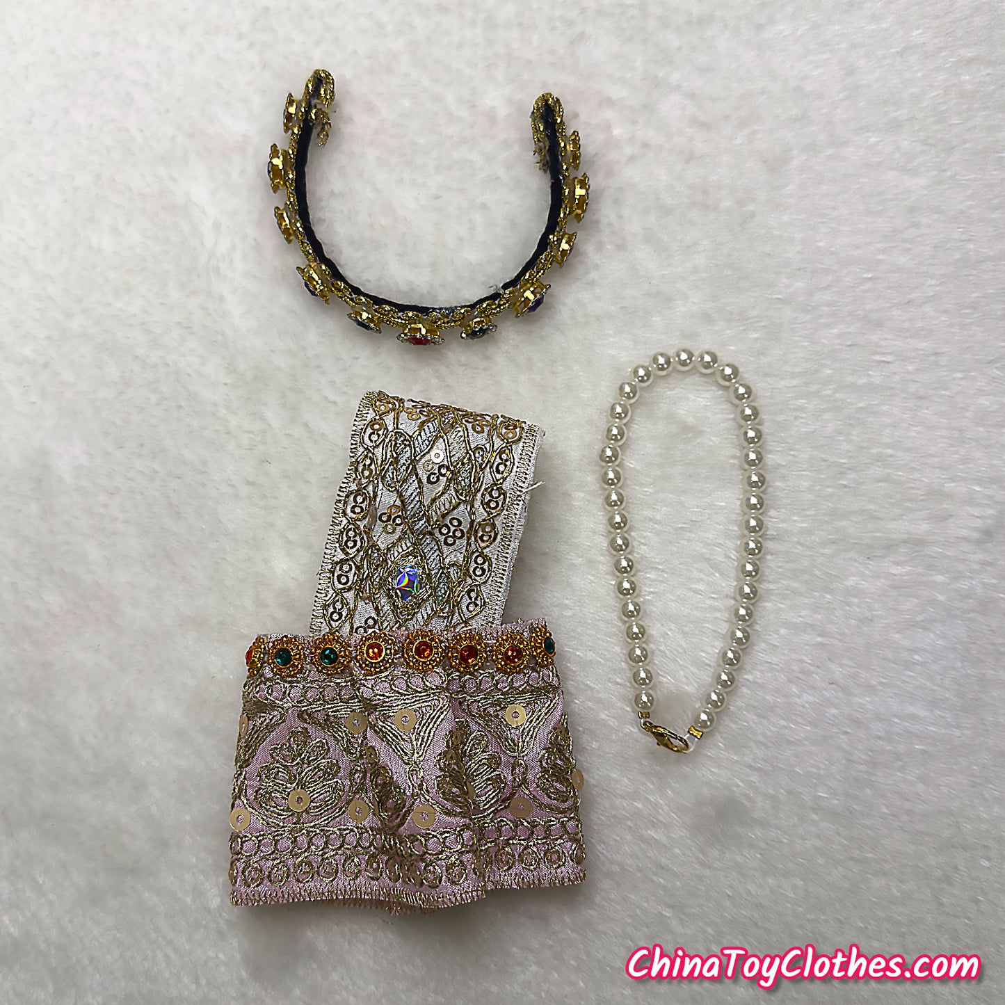 LABUBU 17cm The Monsters Plush Doll Handmade Clothes Cute Traditional Thai Pink Outfit NO TOY