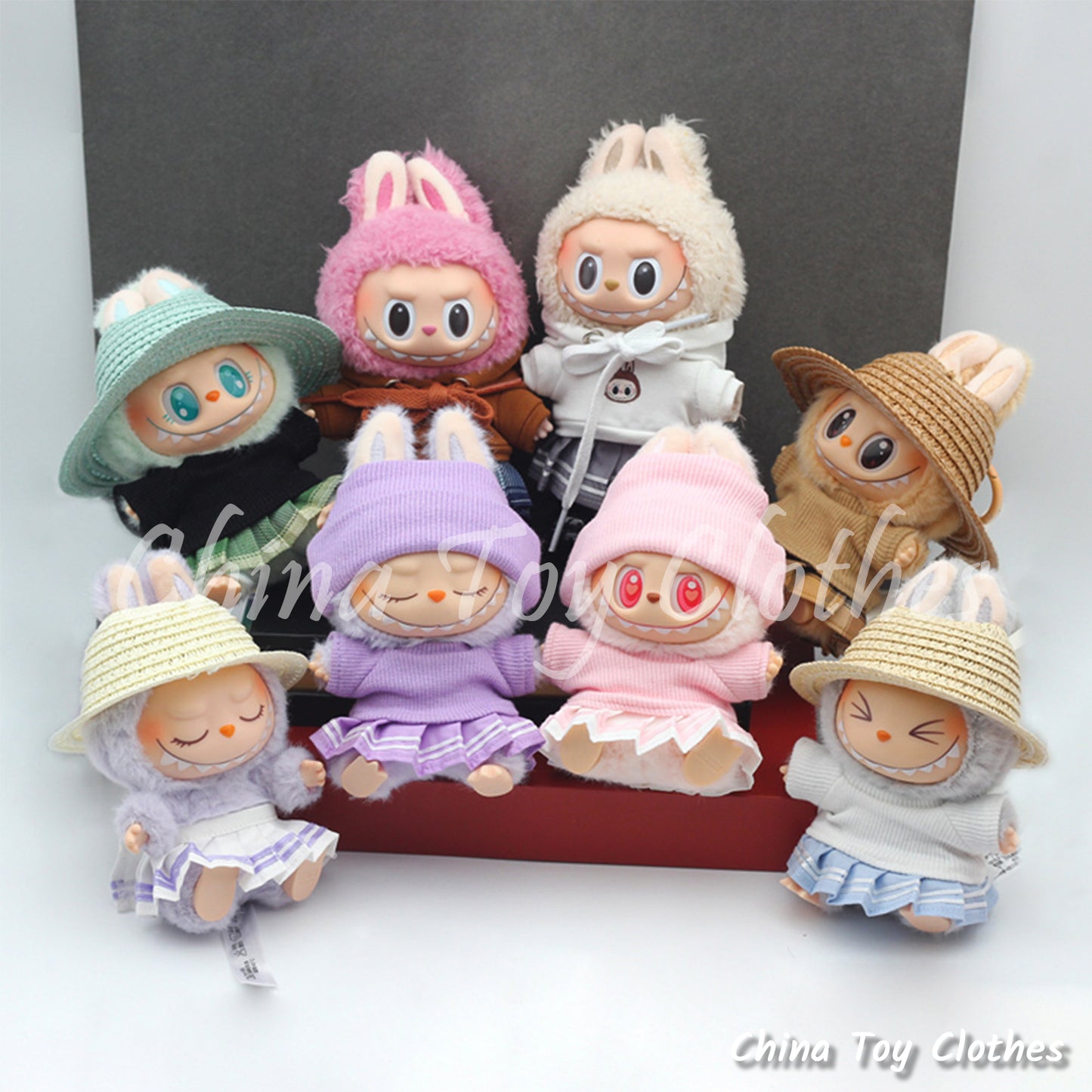 LABUBU 17cm POP MART The Monsters Plush Doll Replacing Clothes Girl's Adorable Short Skirt NO TOY