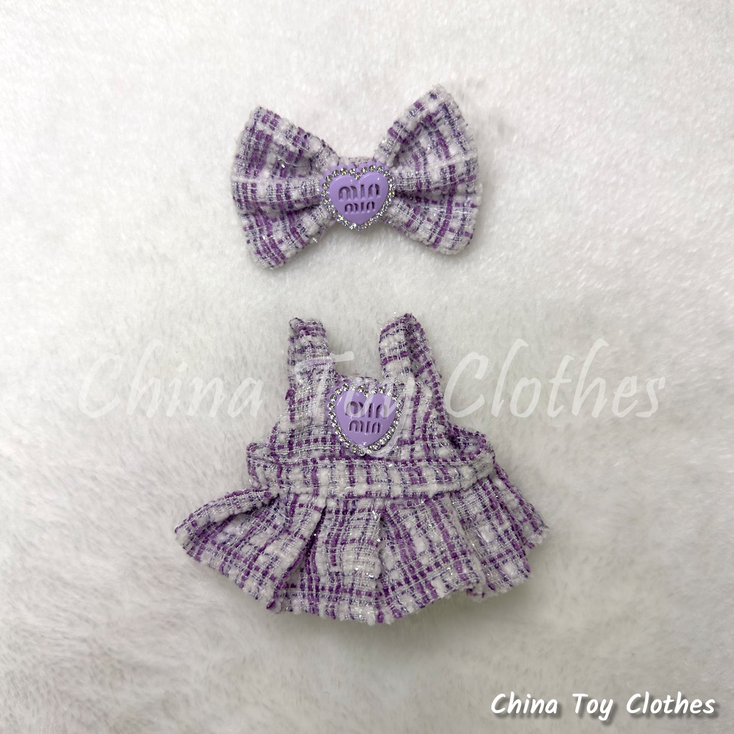 LABUBU 17cm The Monsters Plush Doll Handmade Clothes Elegant Lady Purple Fashion Skirt NO TOY