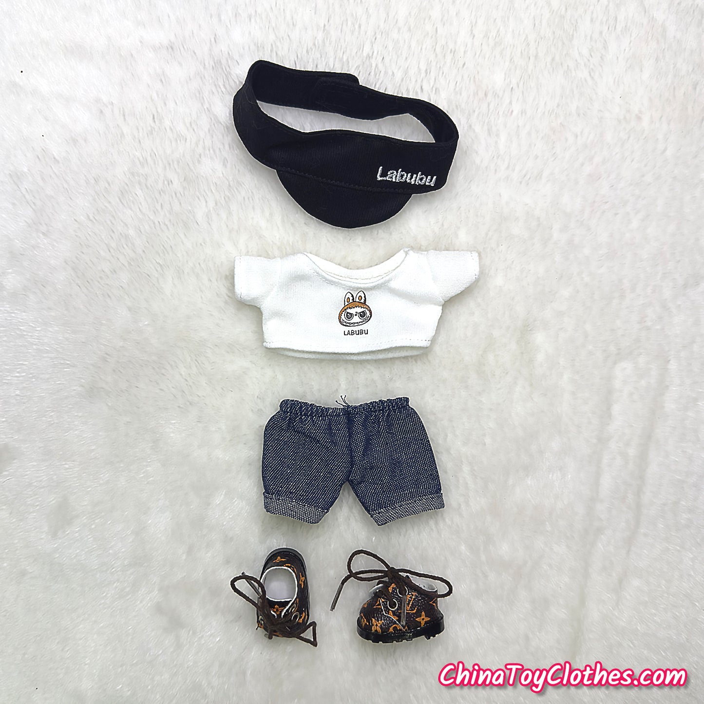 LABUBU 17 公分怪獸毛絨娃娃衣服富婆女孩 GG 套裝無玩具