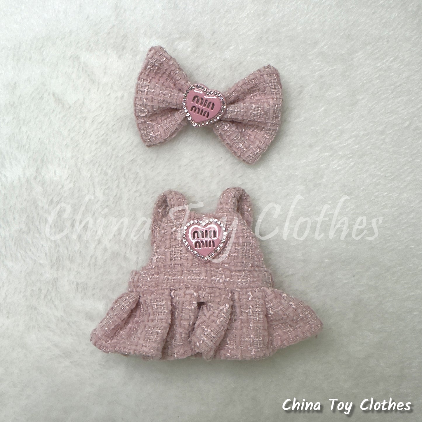 LABUBU 17cm The Monsters Plush Doll Handmade Clothes Elegant Lady Pink Fashion Skirt NO TOY
