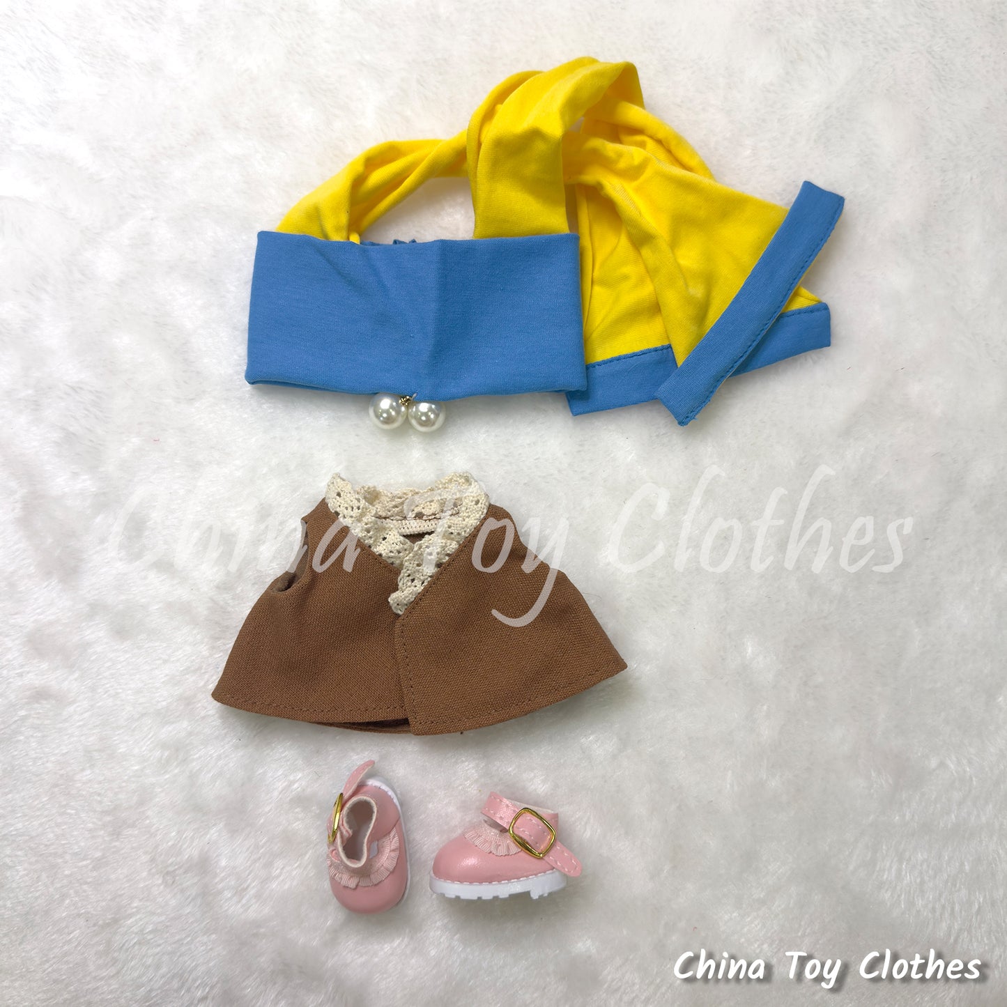 LABUBU 17cm The Monsters Plush Doll Clothes The Girl with a Pearl Earring NO TOY