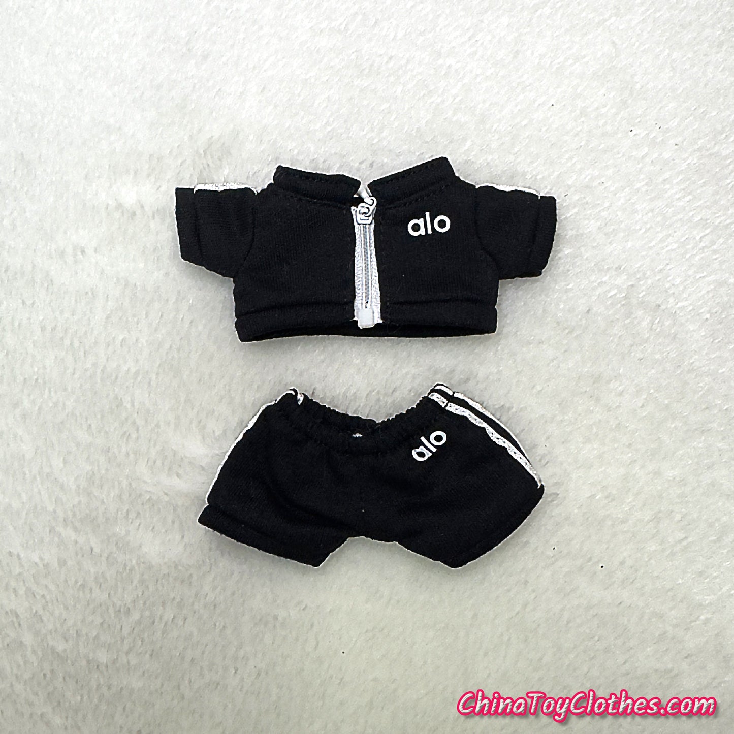 LABUBU 17cm The Monsters Plush Doll Replacing Clothes Black Yoga Leisure Sportswear Outfit NO TOY