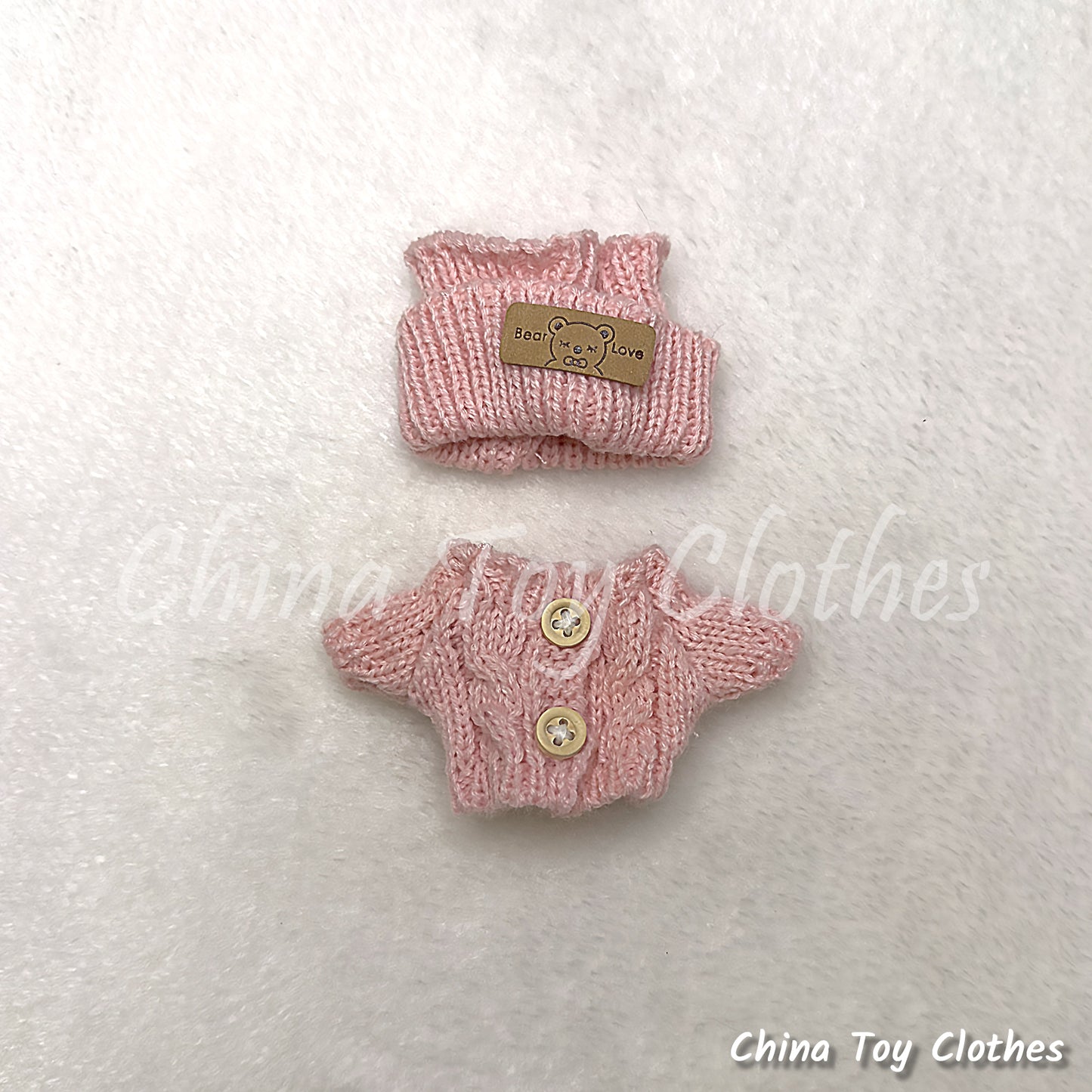 LABUBU 17cm The Monsters Plush Doll Handmade Cute PINK Sweater Outfit NO TOY