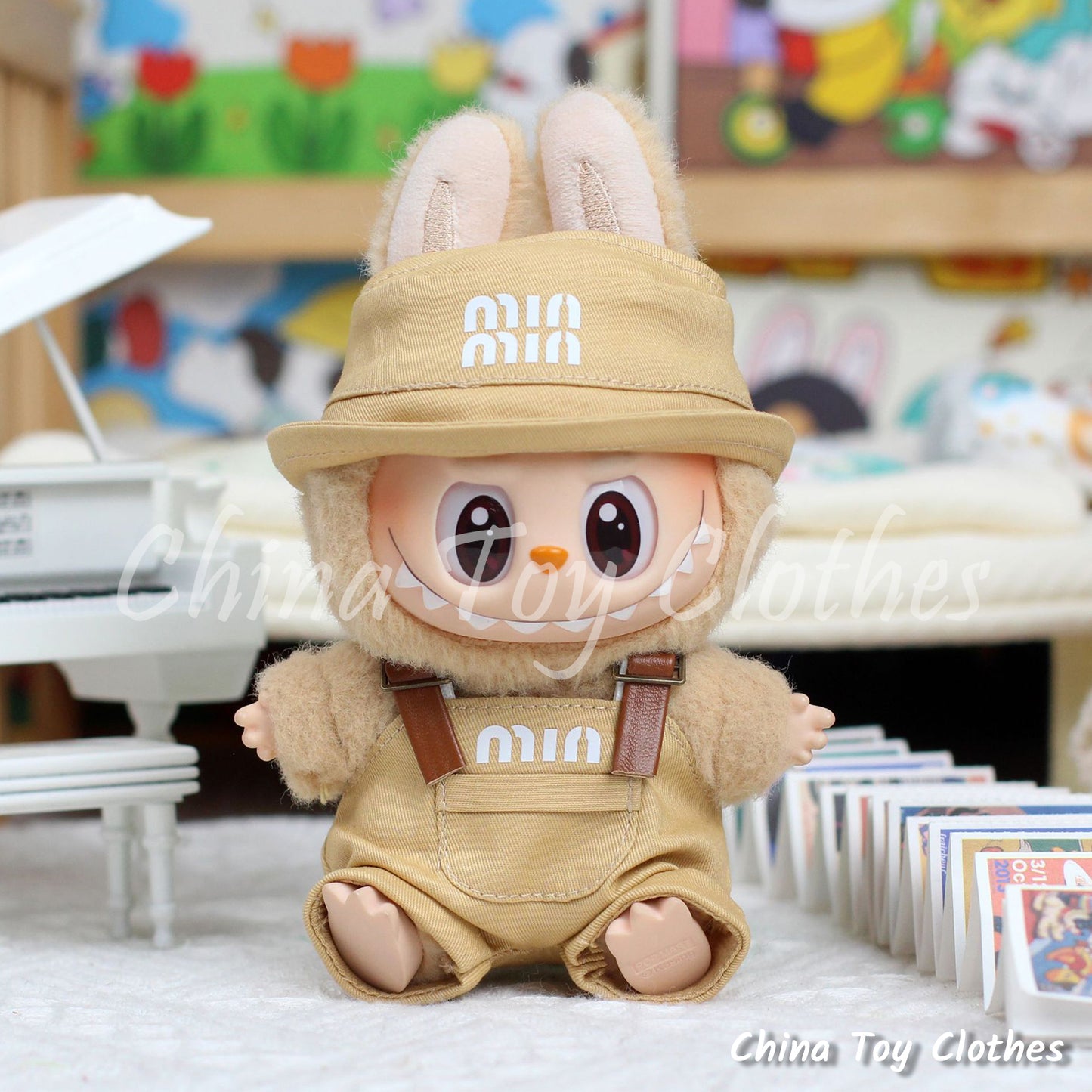 LABUBU 17cm The Monsters Plush Doll Handmade Clothes Elegant MINMIN Fashion Outfit Headphones NO TOY
