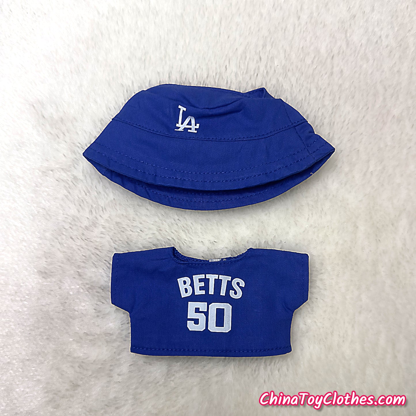 LABUBU 17cm The Monsters Plush Doll Replacing Clothes Blue LA Dodgers No. 50 BETTS Sportswear Outfit NO TOY