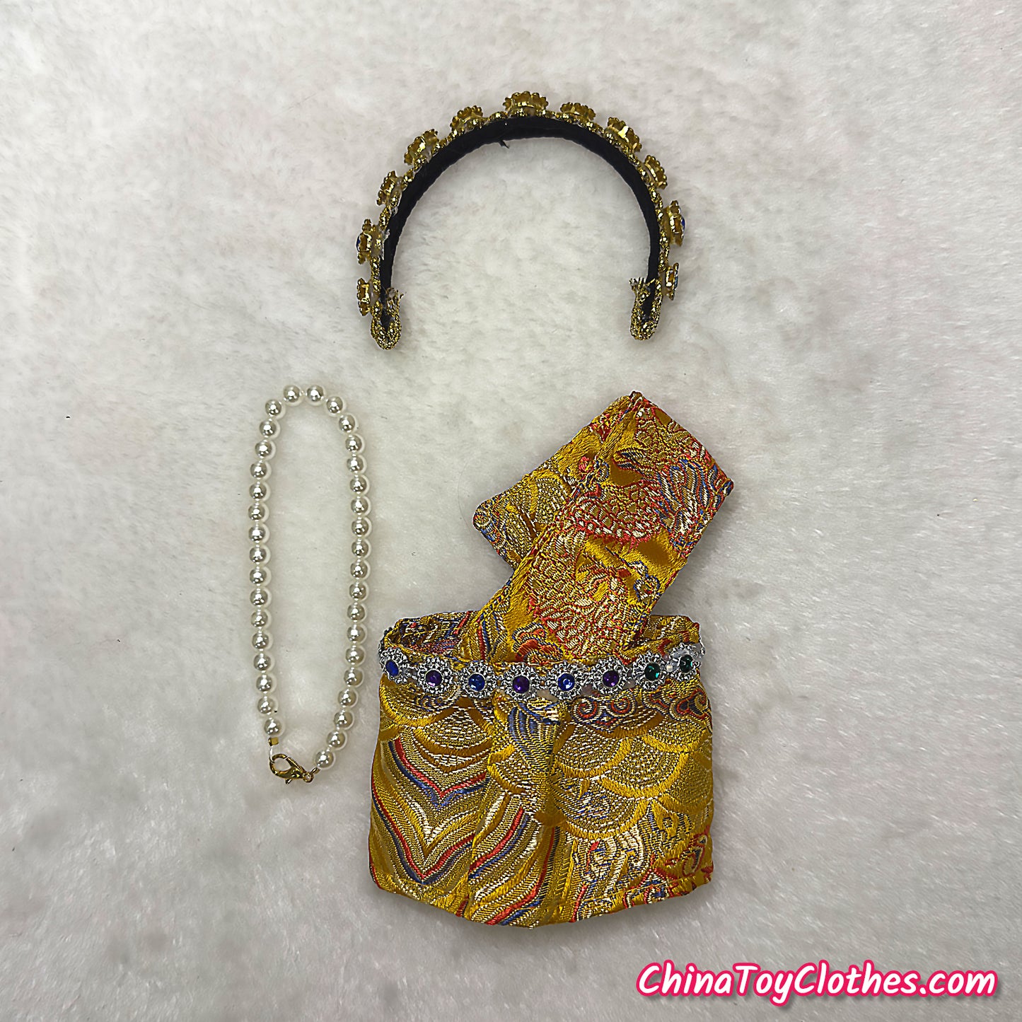 LABUBU 17cm The Monsters Plush Doll Handmade Clothes Cute Traditional Thai Golden Outfit NO TOY