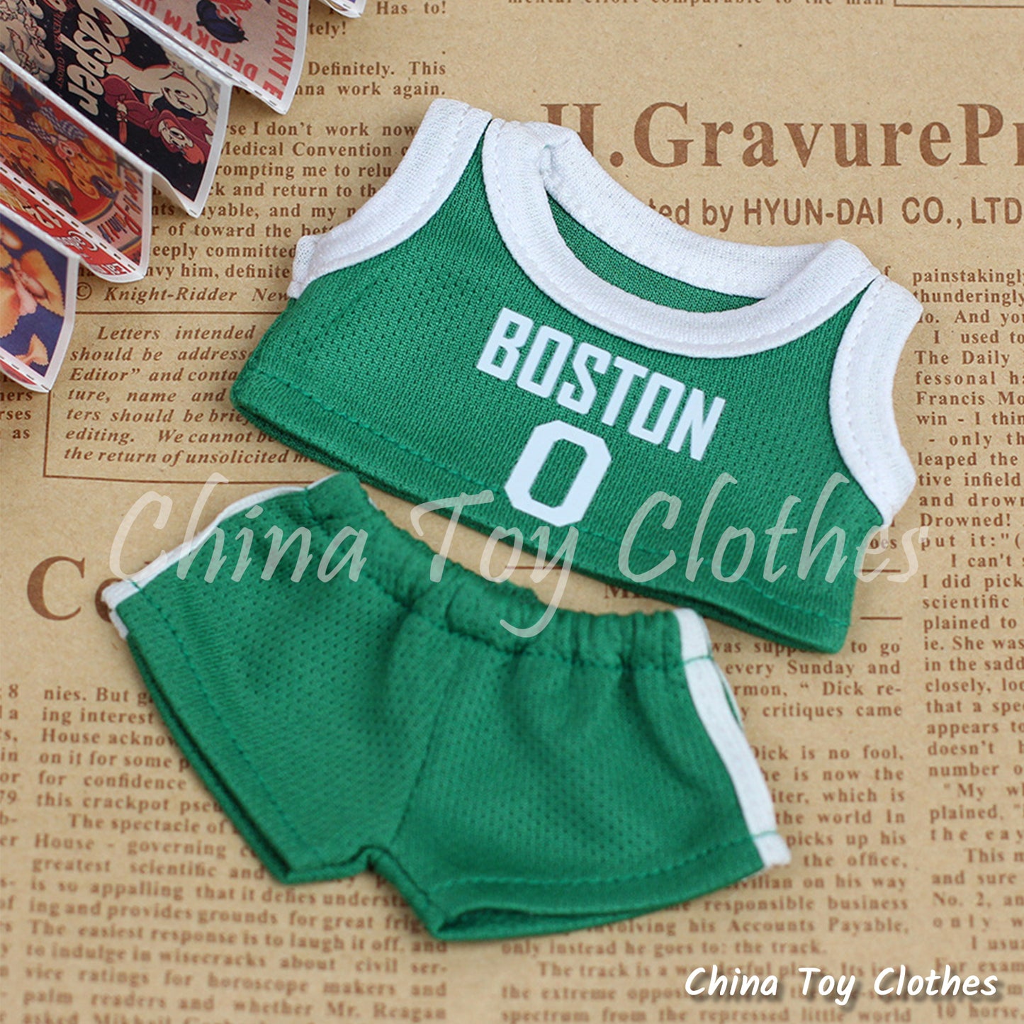 LABUBU 17cm 7inches The Monsters Plush Doll Clothes Boston 0 Basketball Sportsware Jersey O TOY