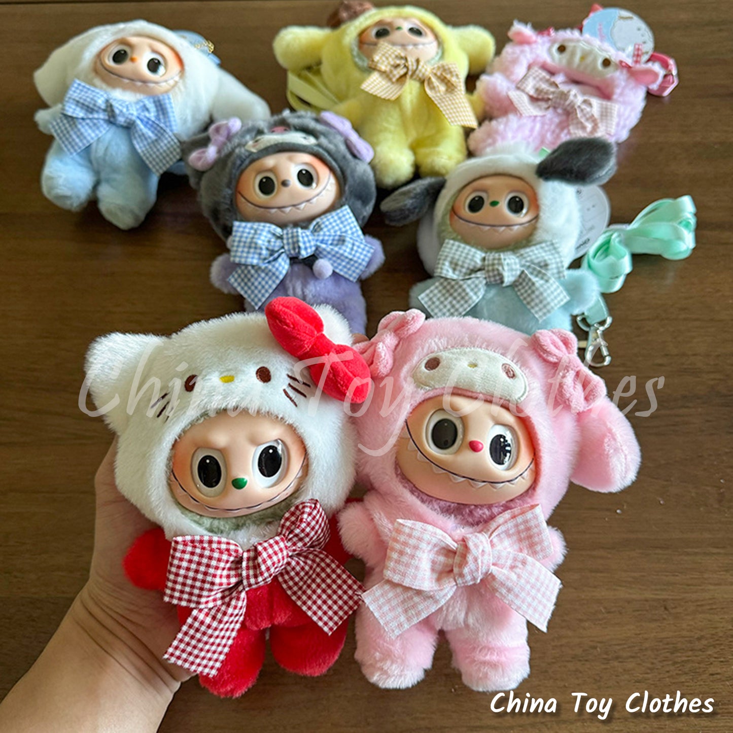 LABUBU 17cm 7inch The Monsters Plush Doll Clothes Adorable Cartoon Outfit NO TOY