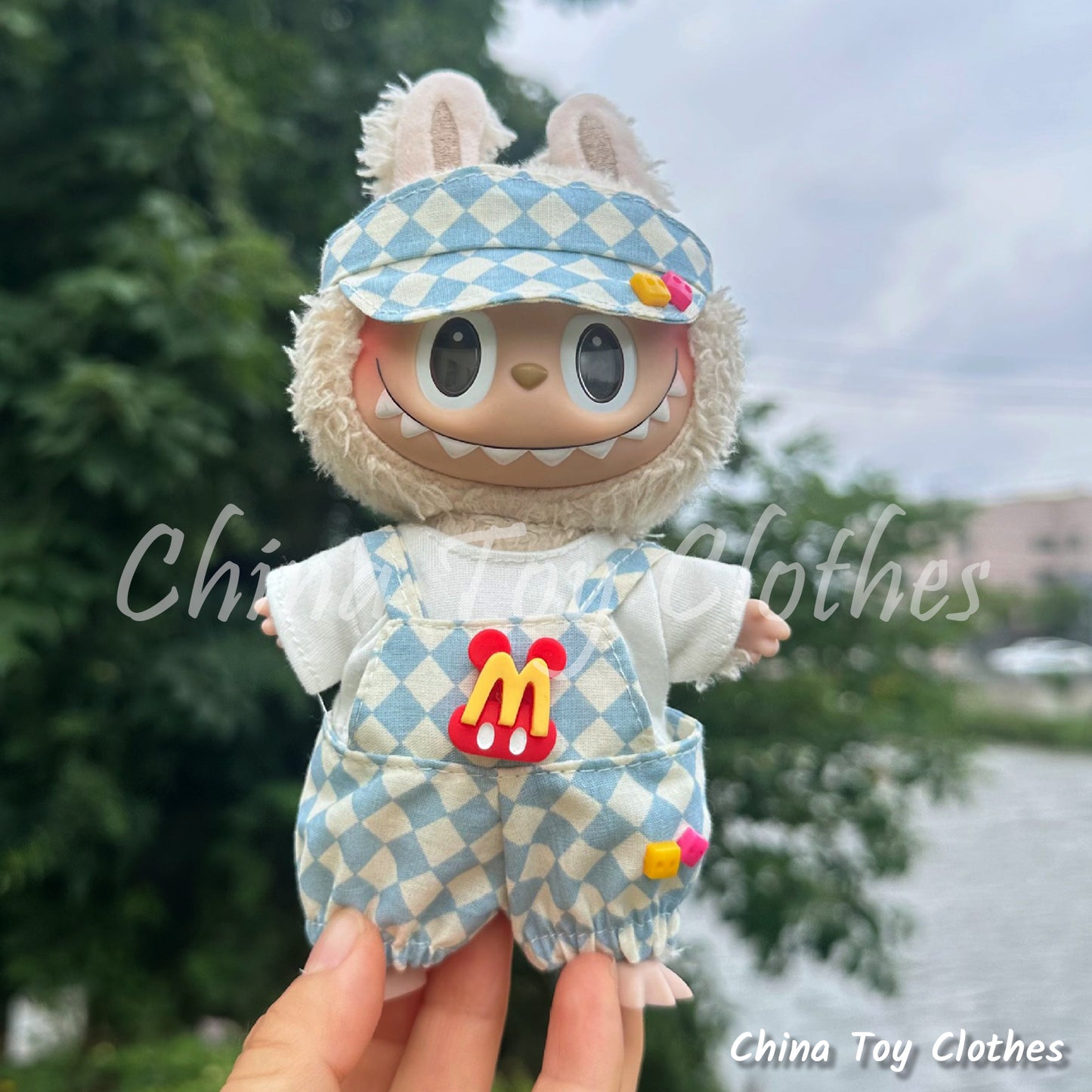 LABUBU 17cm The Monsters Plush Doll Clothes Cute & Lovely Mcdonald's Suit 3 pcs in a set NO TOY