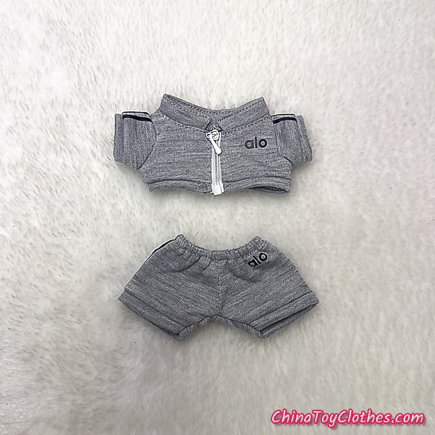 LABUBU 17cm The Monsters Plush Doll Replacing Clothes Grey Yoga Leisure Sportswear Outfit NO TOY