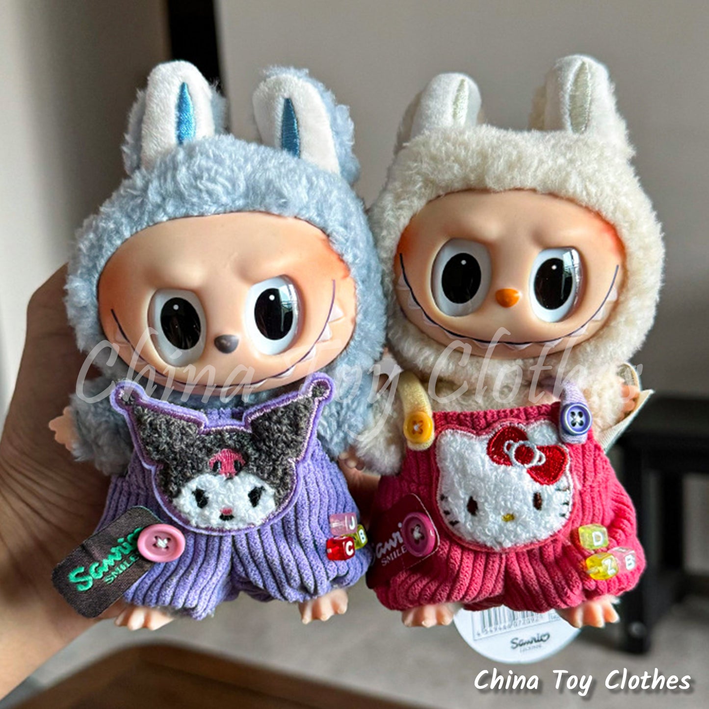 LABUBU 17cm 7inch The Monsters Plush Doll Clothes Adorable Cartoon Outfit NO TOY