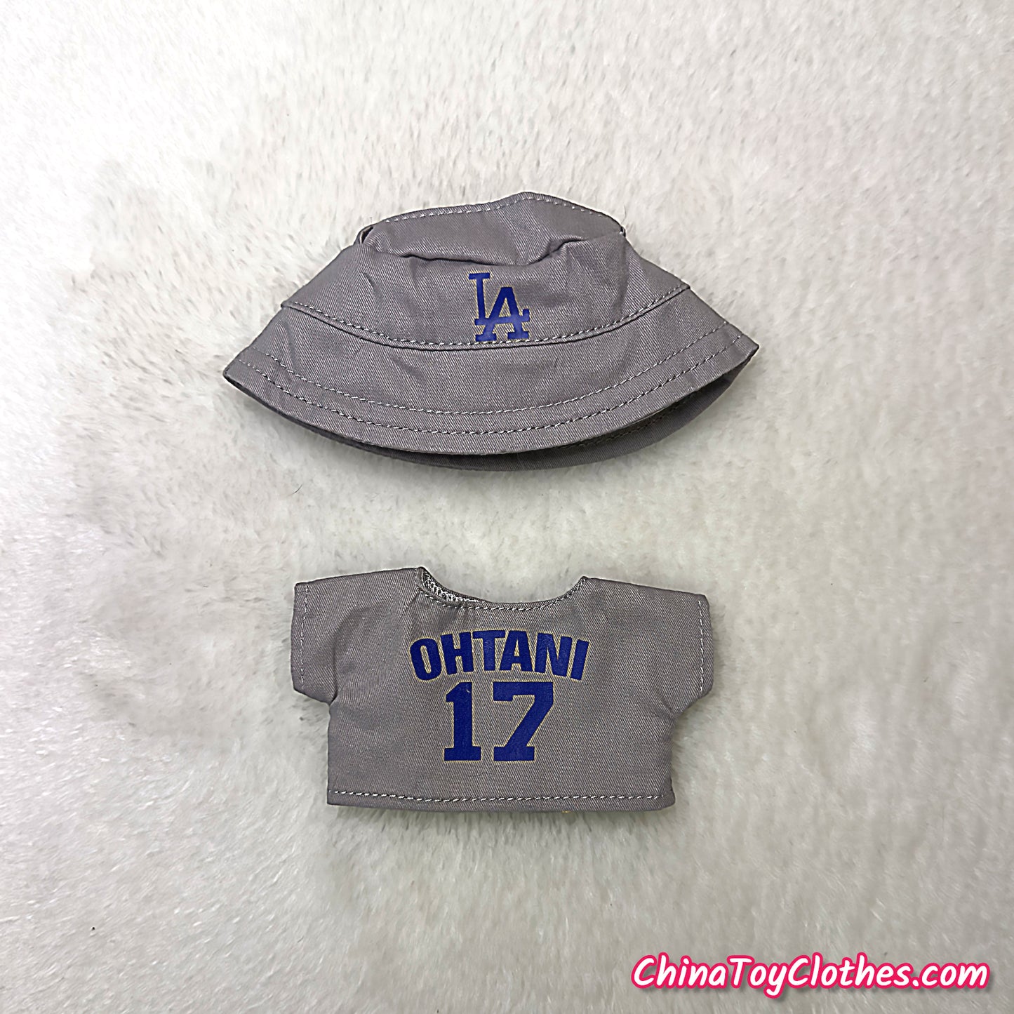 LABUBU 17cm The Monsters Plush Doll Replacing Clothes Blue LA Dodgers No. 17 OHTANI Sportswear Outfit NO TOY