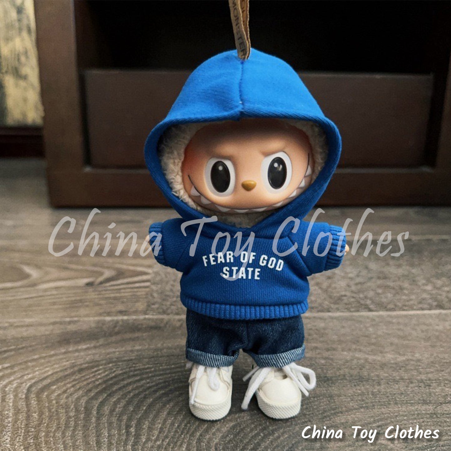 LABUBU 17cm 7inch The Monsters Plush Doll Replacing Clothes Fear Leisure Hoodie Jeans  NO TOY