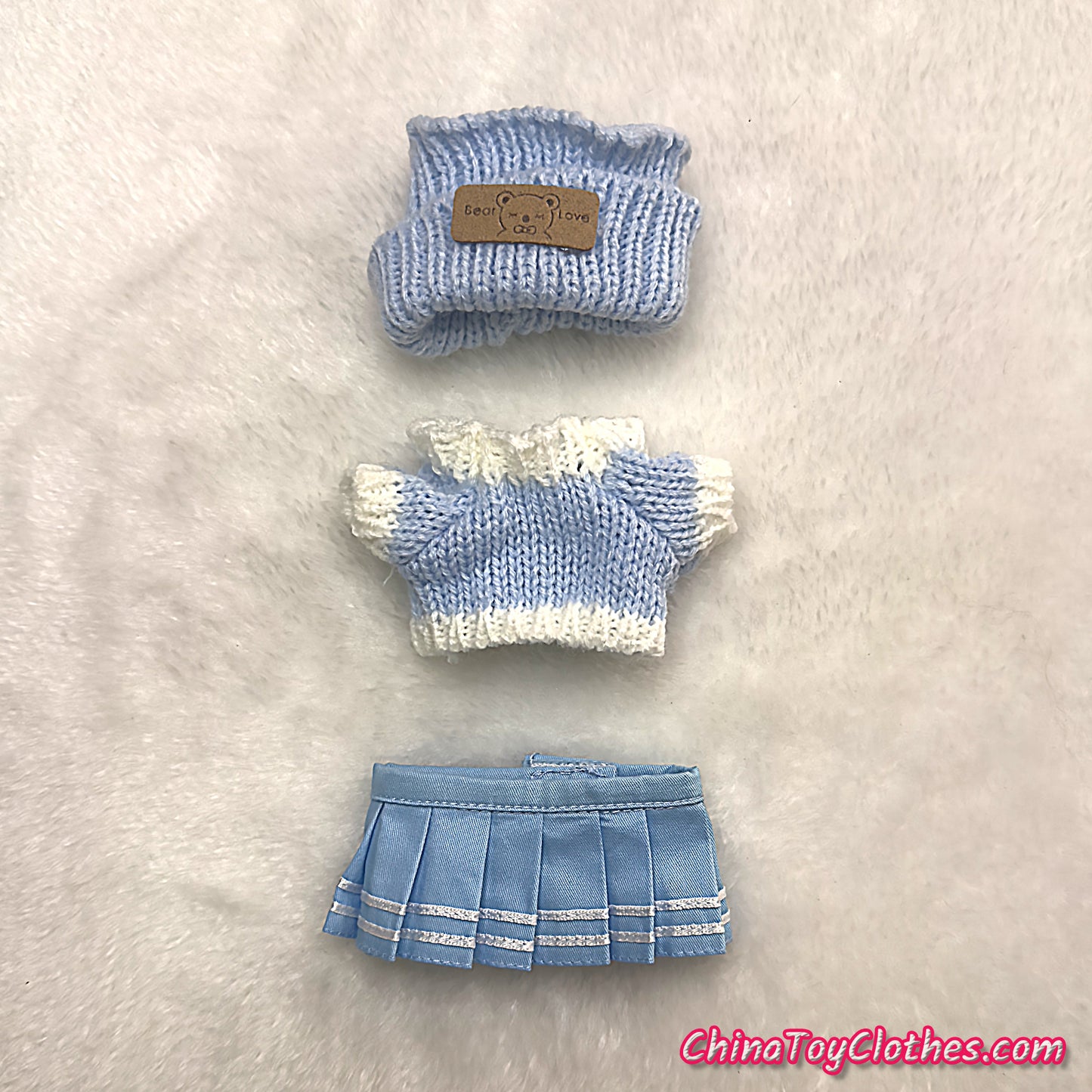 LABUBU 17cm The Monsters Plush Doll Handmade Cute BLUE Sweater Outfit NO TOY