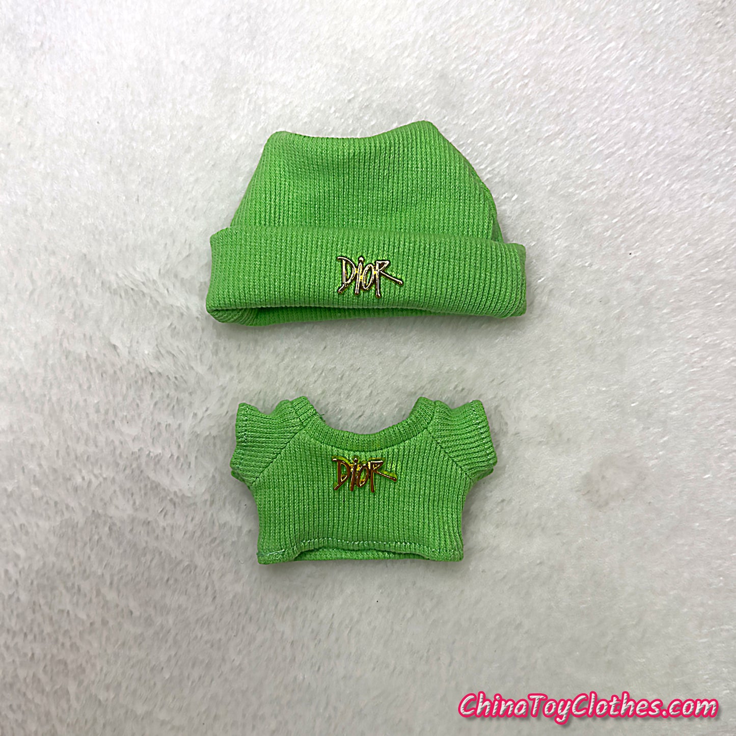LABUBU 17cm The Monsters Plush Doll Handmade Cute Green DD Sweater Glasses NO TOY