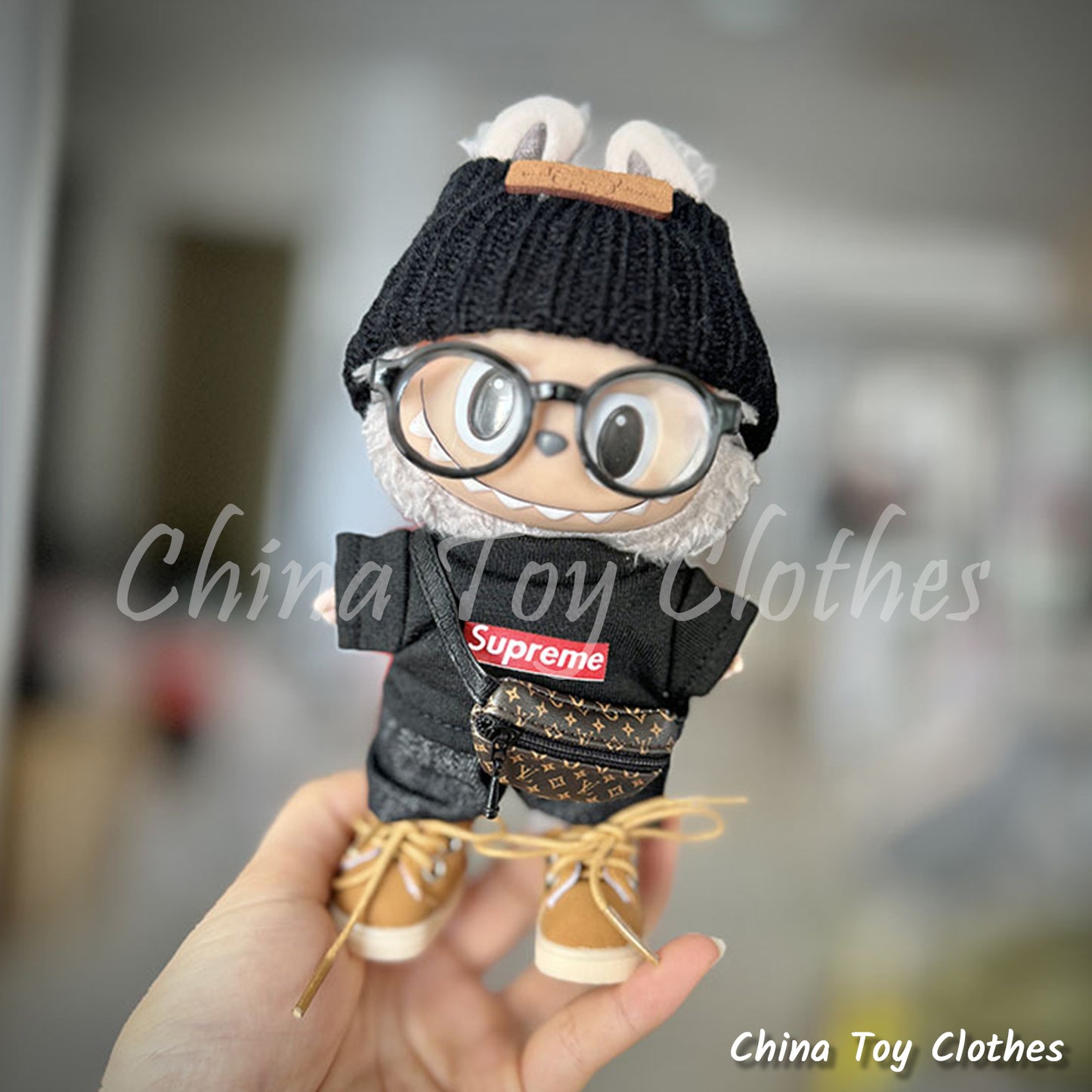 LABUBU 17cm 怪獸毛絨公仔衣帥哥漫畫風格 4 件套無玩具