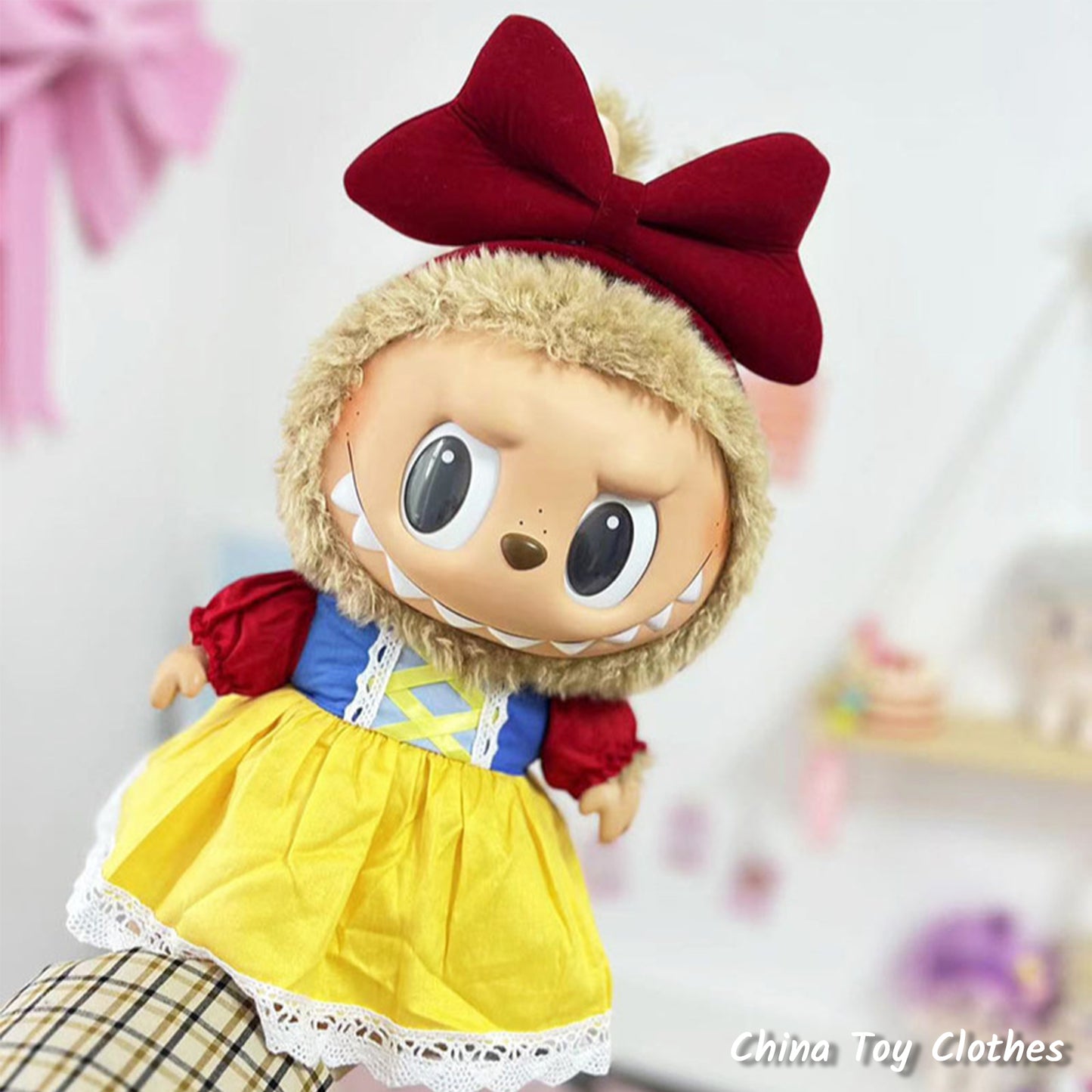 LABUBU 38cm 15inch The Monsters Plush Doll Clothes Handmade Snow White Outfit NO TOY