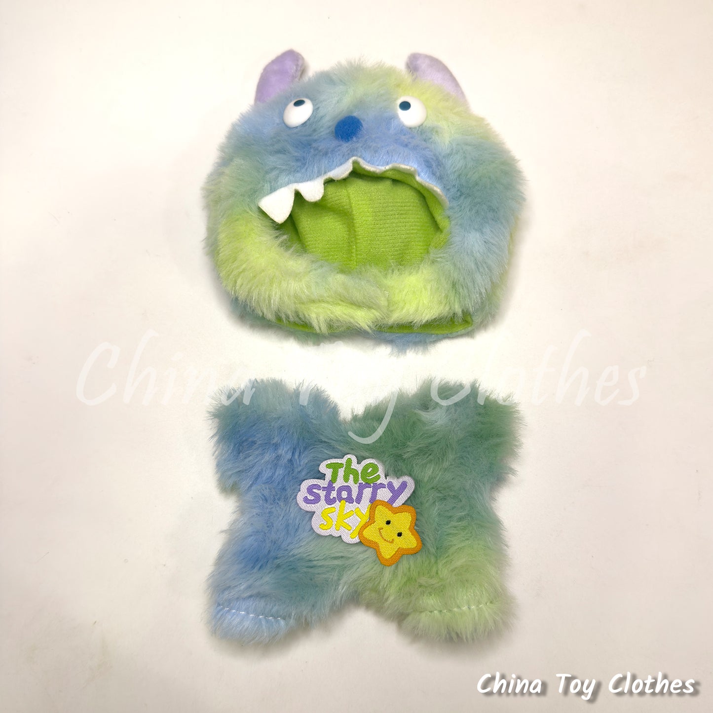 LABUBU 17cm 7inch The Monsters Plush Doll Clothes Handmade Blue Monster Outfit NO TOY