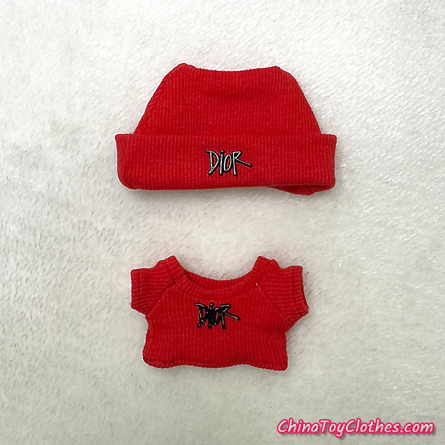LABUBU 17cm The Monsters Plush Doll Handmade Cute Red DD Sweater Glasses NO TOY