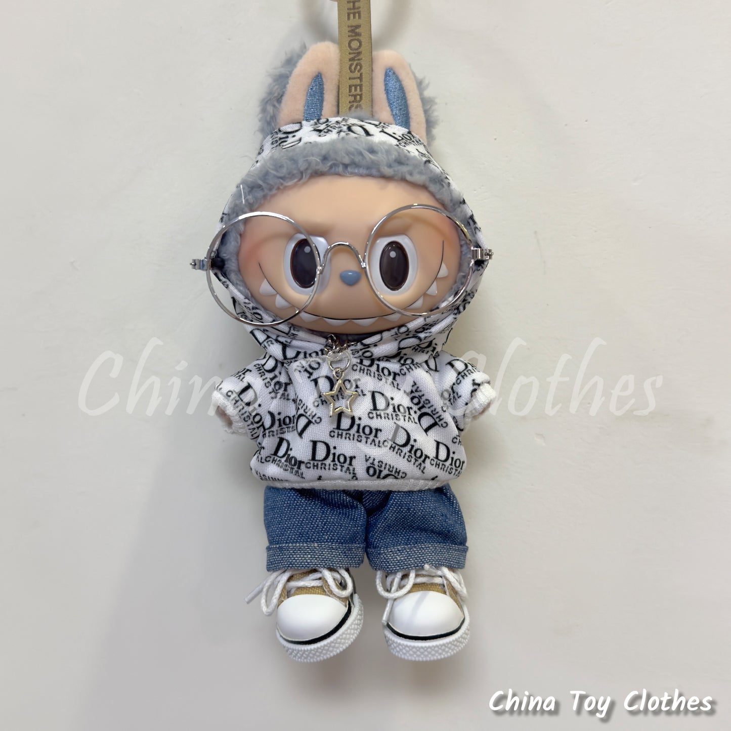LABUBU 17cm 7inch The Monsters Plush Doll Replacing Clothes Fashion Hoodie Outfit NO TOY