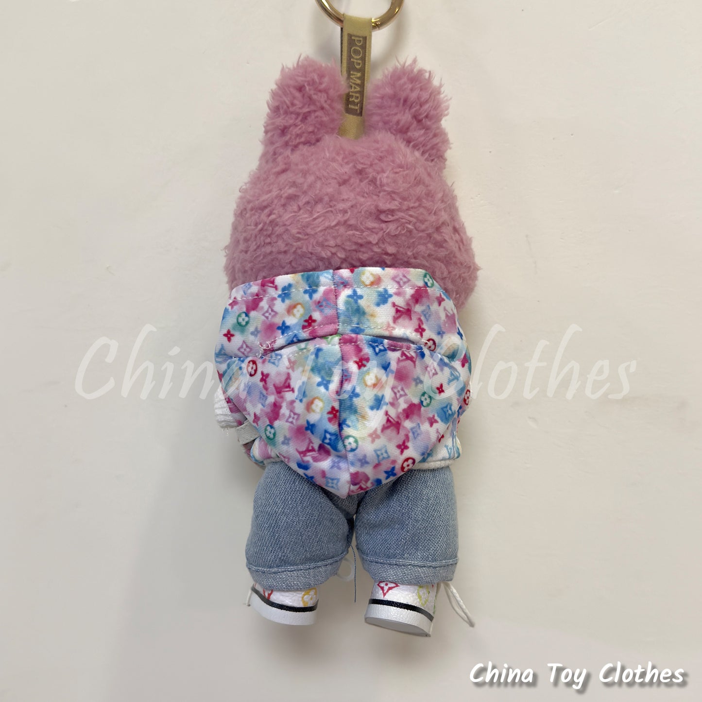 LABUBU 17cm 7inch The Monsters Plush Doll Replacing Clothes VV Tie Dye Fashion Hoodie Outfit NO TOY