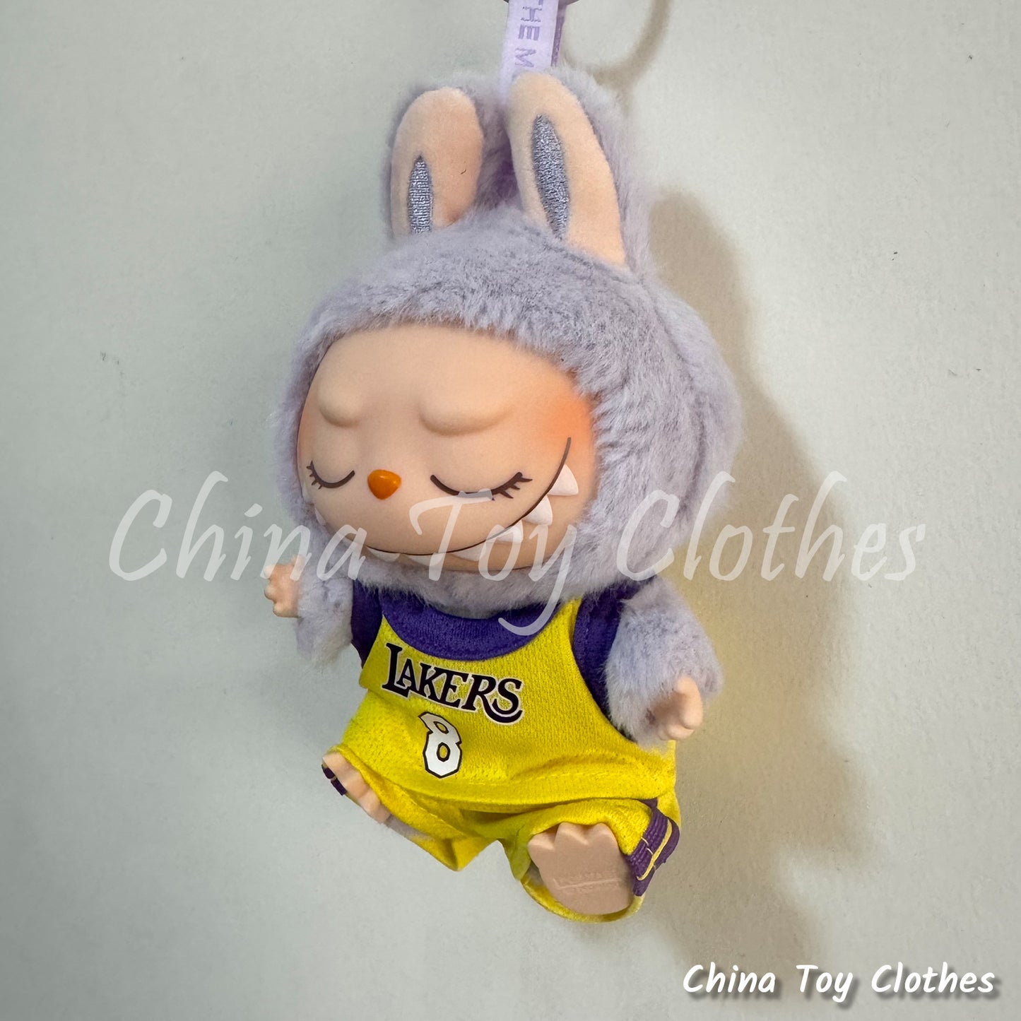 LABUBU 17cm The Monsters Plush Doll Clothes Lakers No. 8 Basketball Sportswear Jersey NO TOY