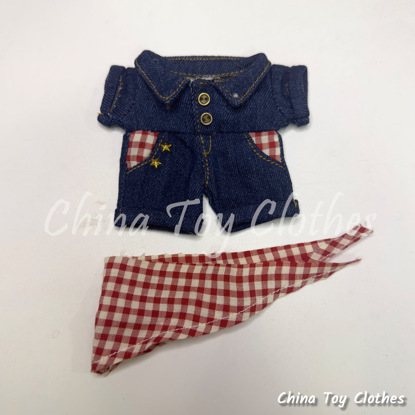 LABUBU 17cm 7inch The Monsters Plush Doll Clothes Handmade Cowboy Outfit NO TOY