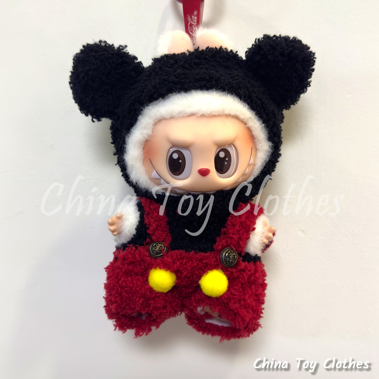 LABUBU 17cm 7inch The Monsters Plush Doll Clothes Handmade Mickey Mouse Outfit NO TOY