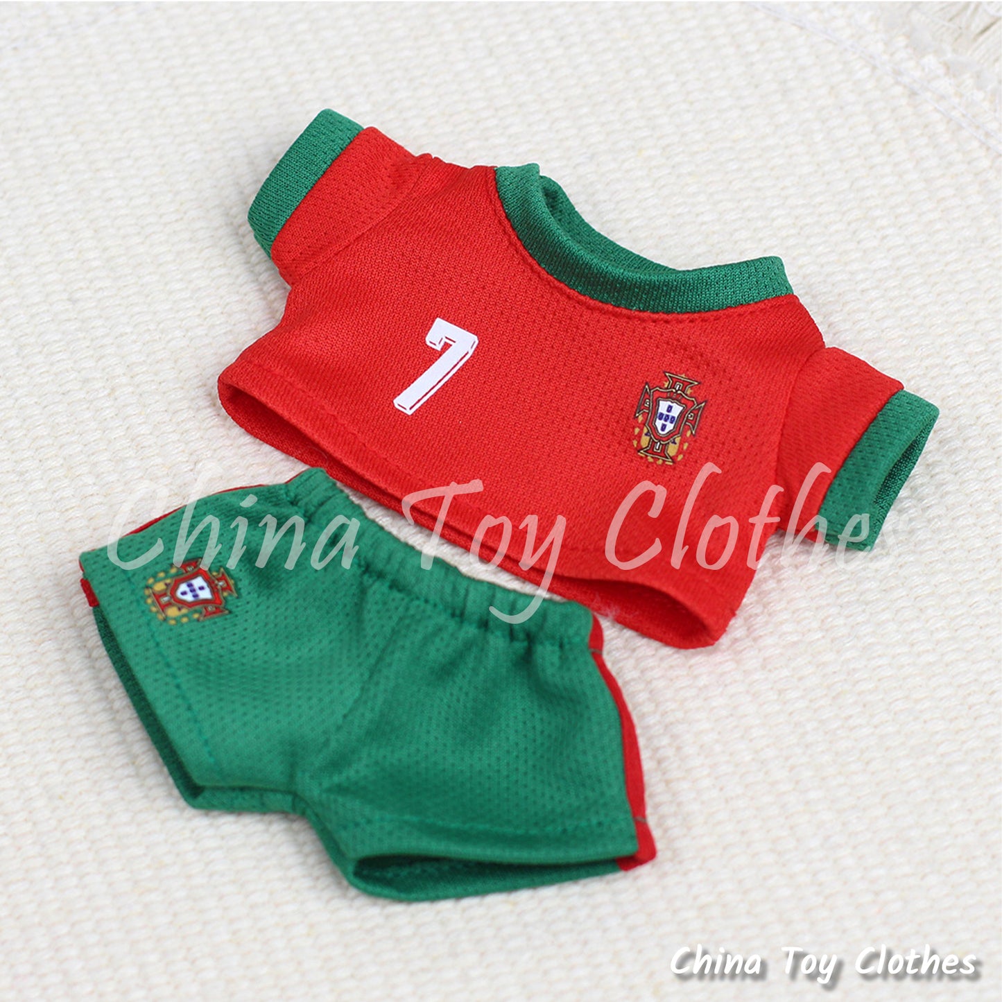 LABUBU 17cm 7" The Monsters Plush Doll Clothes Portugal No. 7 Soccer Football Sportswear Jersey NO TOY