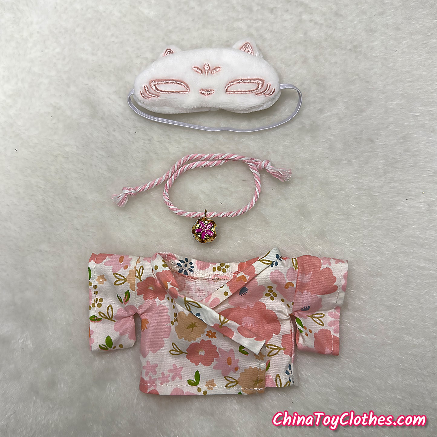 LABUBU 17cm The Monsters Plush Doll Handmade Clothes Cute Pink Comic Outfit with Mask NO TOY