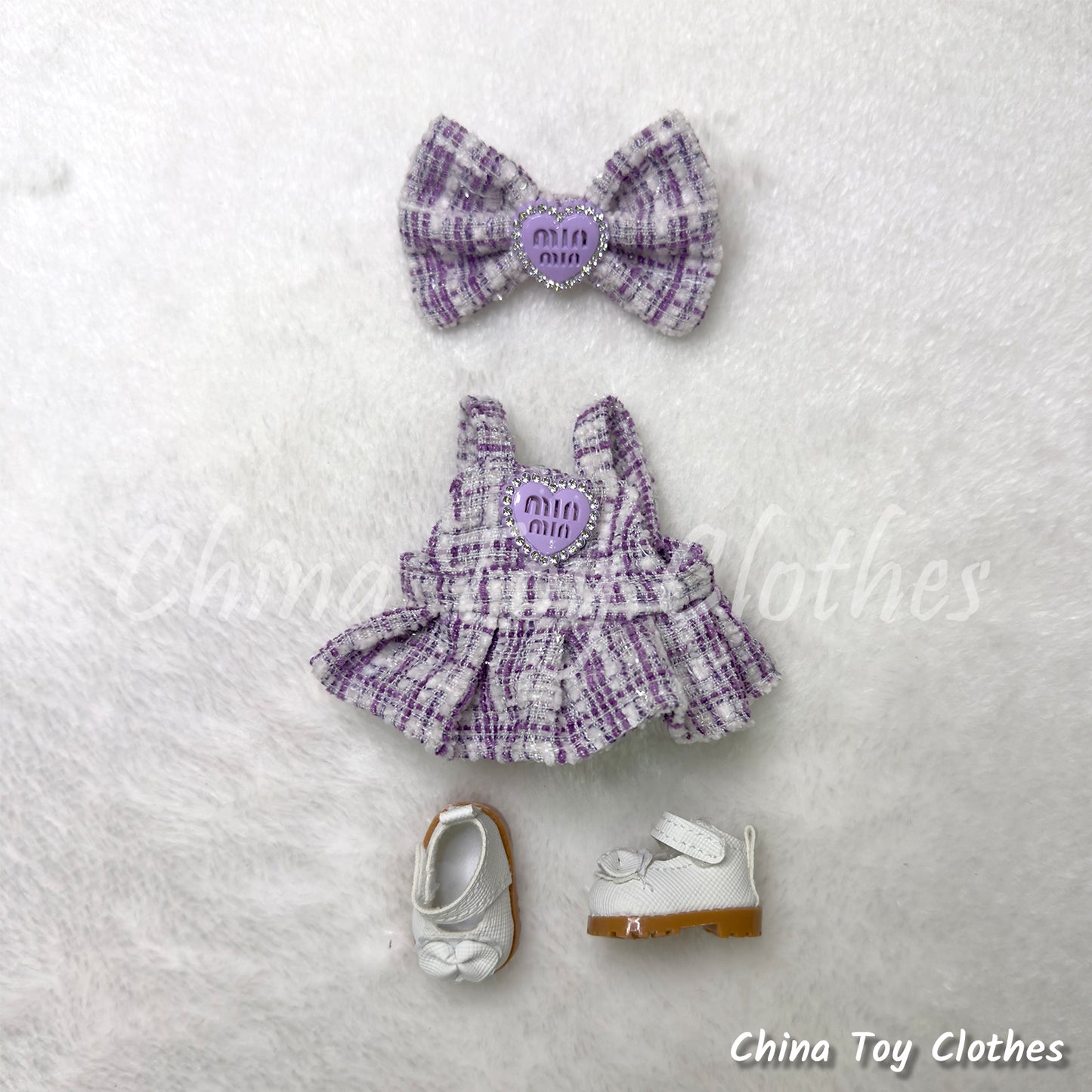 LABUBU 17cm The Monsters Plush Doll Handmade Clothes Elegant Lady Purple Fashion Skirt NO TOY
