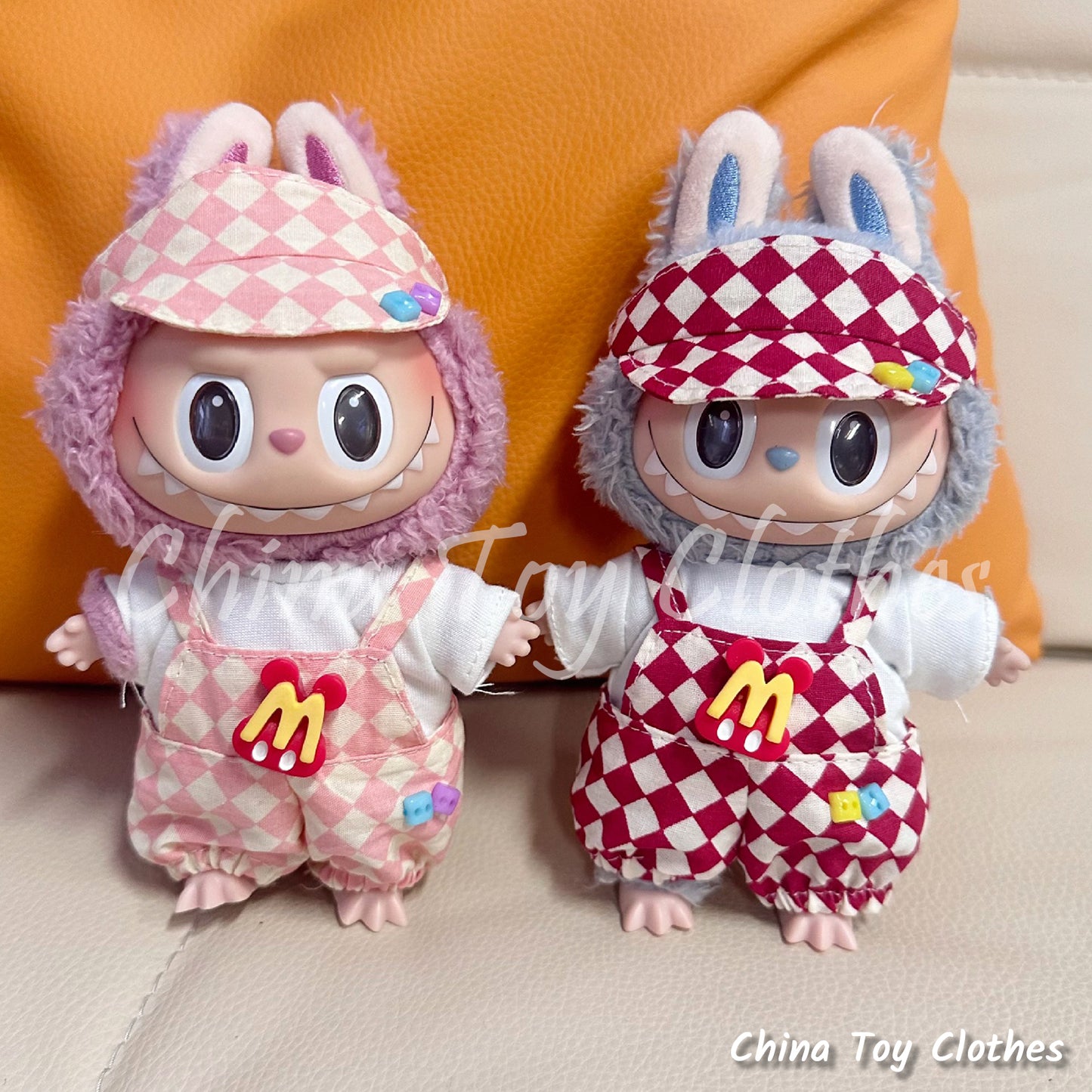 LABUBU 17cm The Monsters Plush Doll Clothes Cute & Lovely Mcdonald's Suit 3 pcs in a set NO TOY