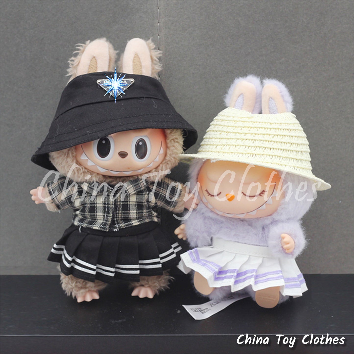 LABUBU 17cm POP MART The Monsters Plush Doll Replacing Clothes Girl's Adorable Short Skirt NO TOY